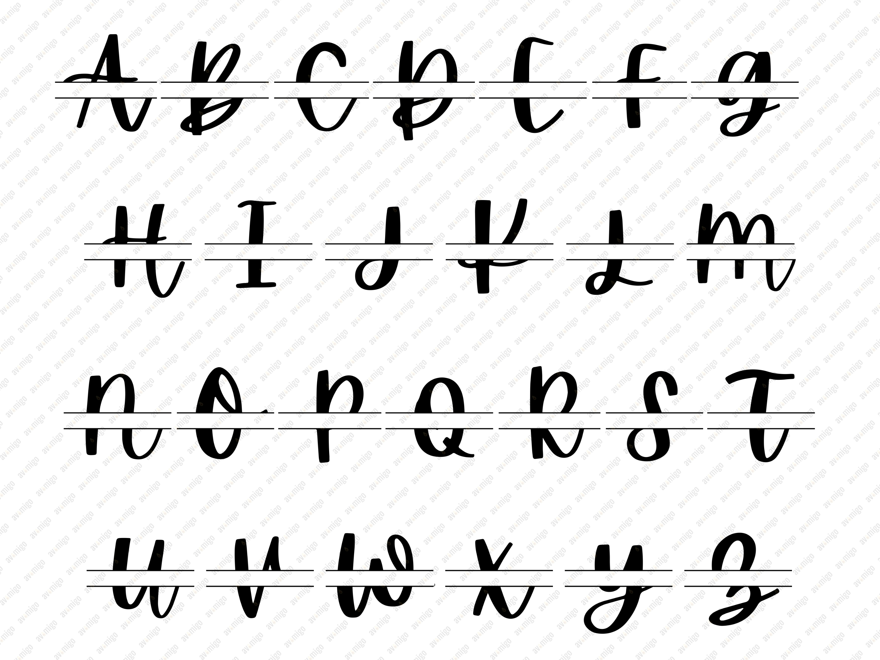 Split Letters design PNG, Split Letters design bundle PNG, Digital Download, Print, Sublimation