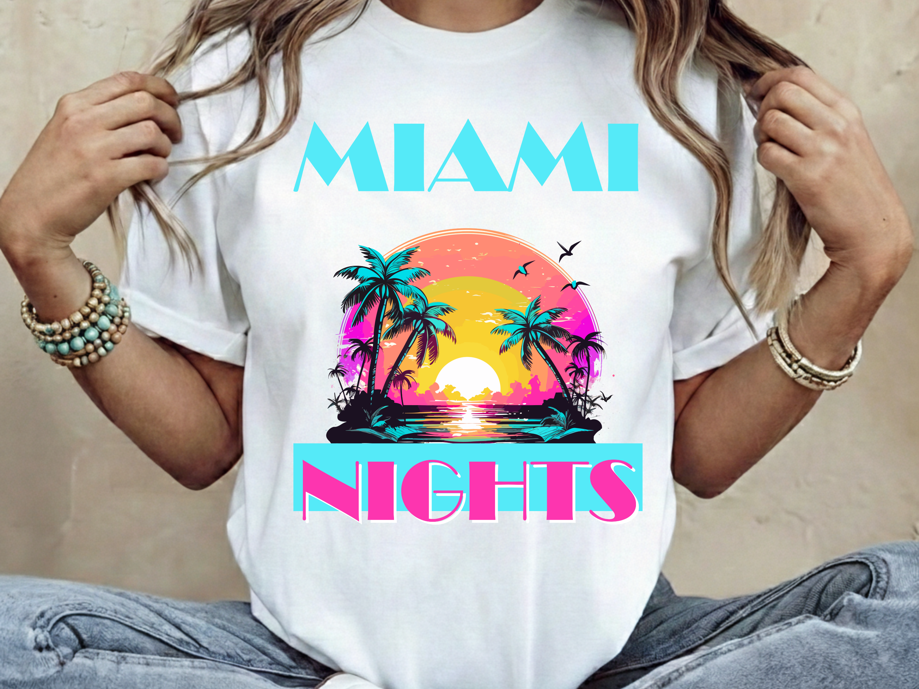 Miami Nights design PNG, Miami Nights design bundle PNG, Digital Download, Print, Sublimation