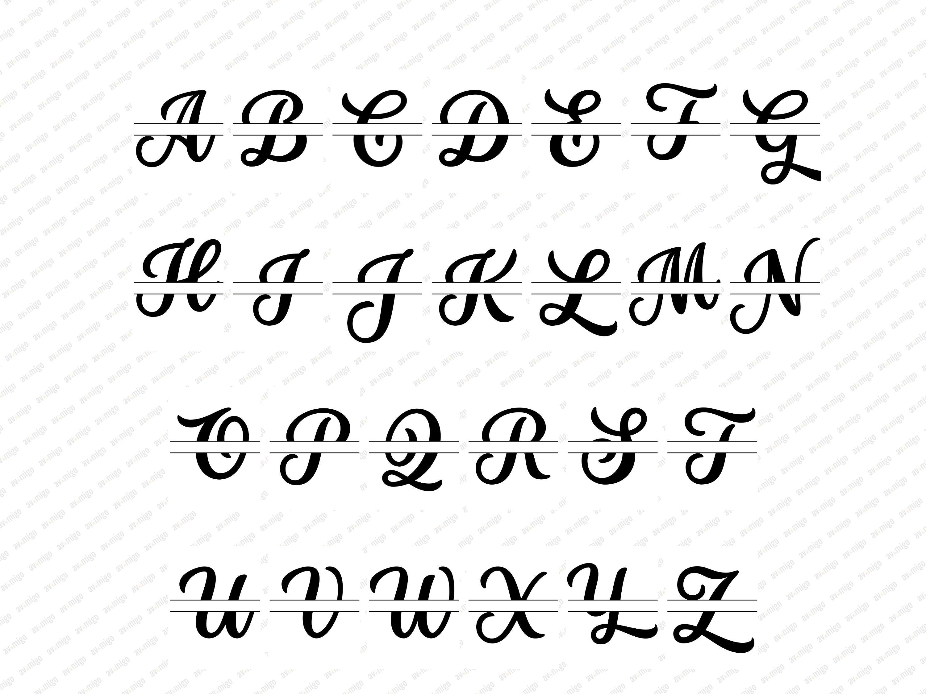 Split Letters design PNG, Split Letters design bundle PNG, Digital Download, Print, Sublimation