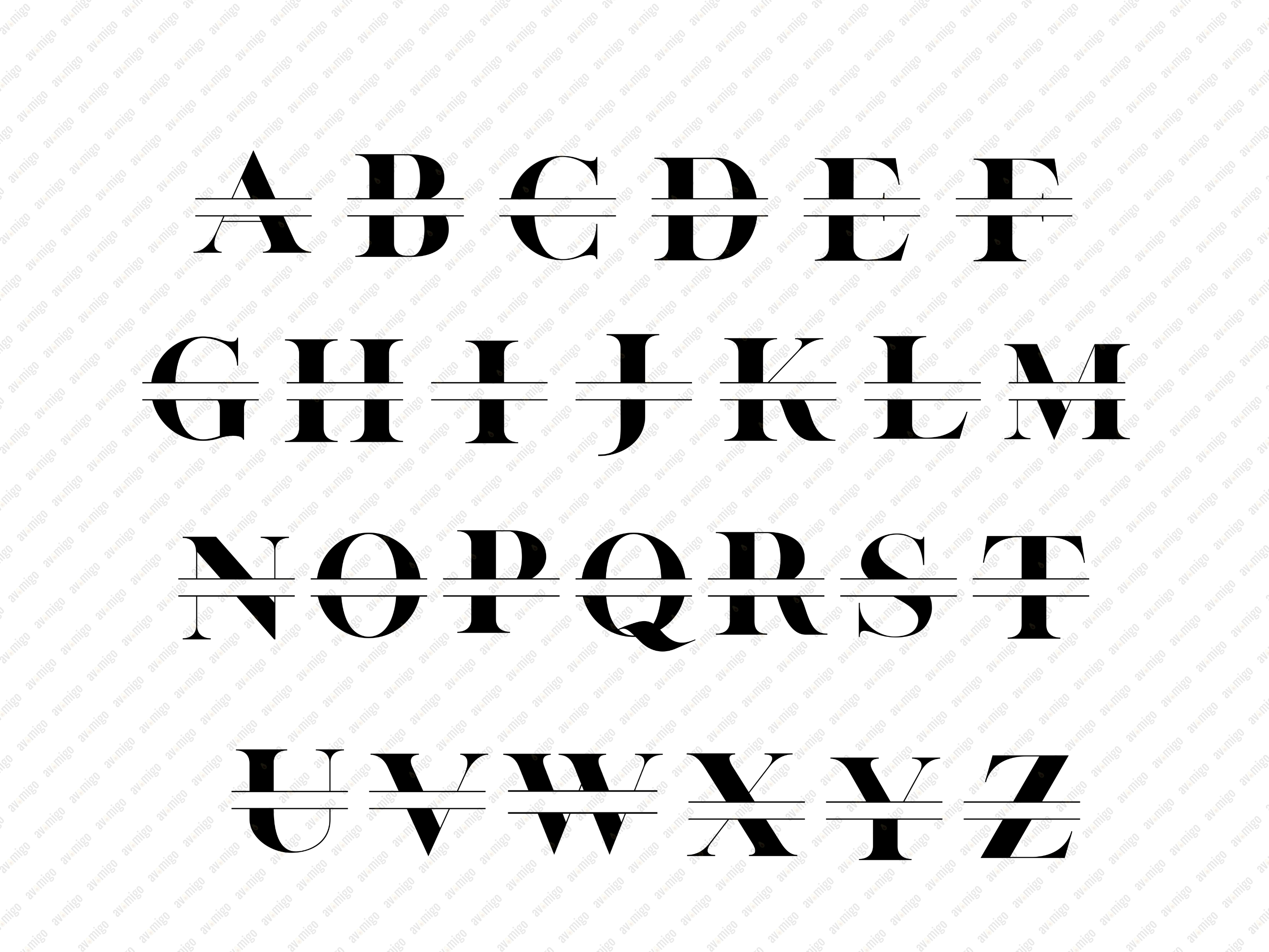 Split Letters design PNG, Split Letters design bundle PNG, Digital Download, Print, Sublimation