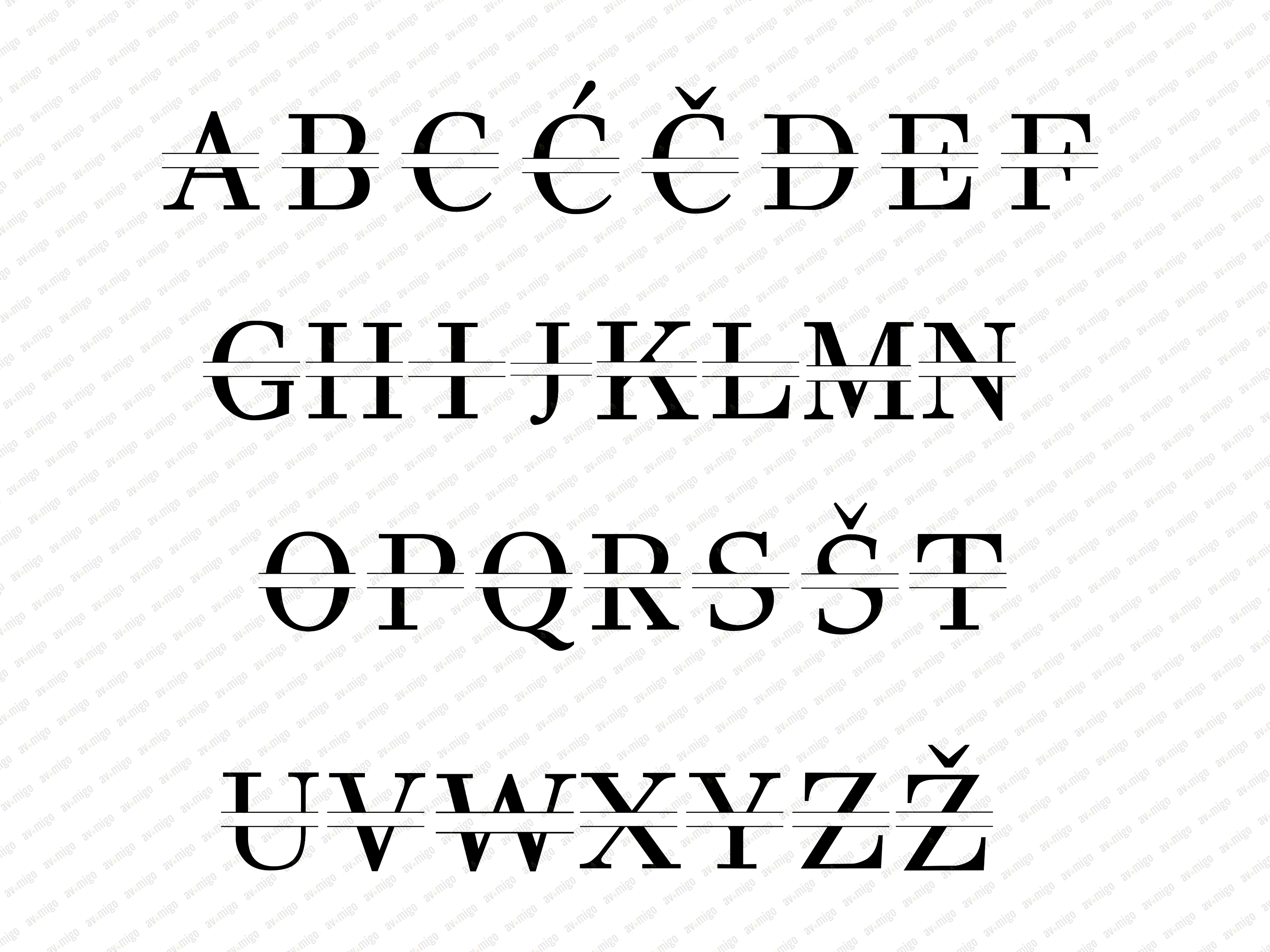 Split Letters design PNG, Split Letters design bundle PNG, Digital Download, Print, Sublimation