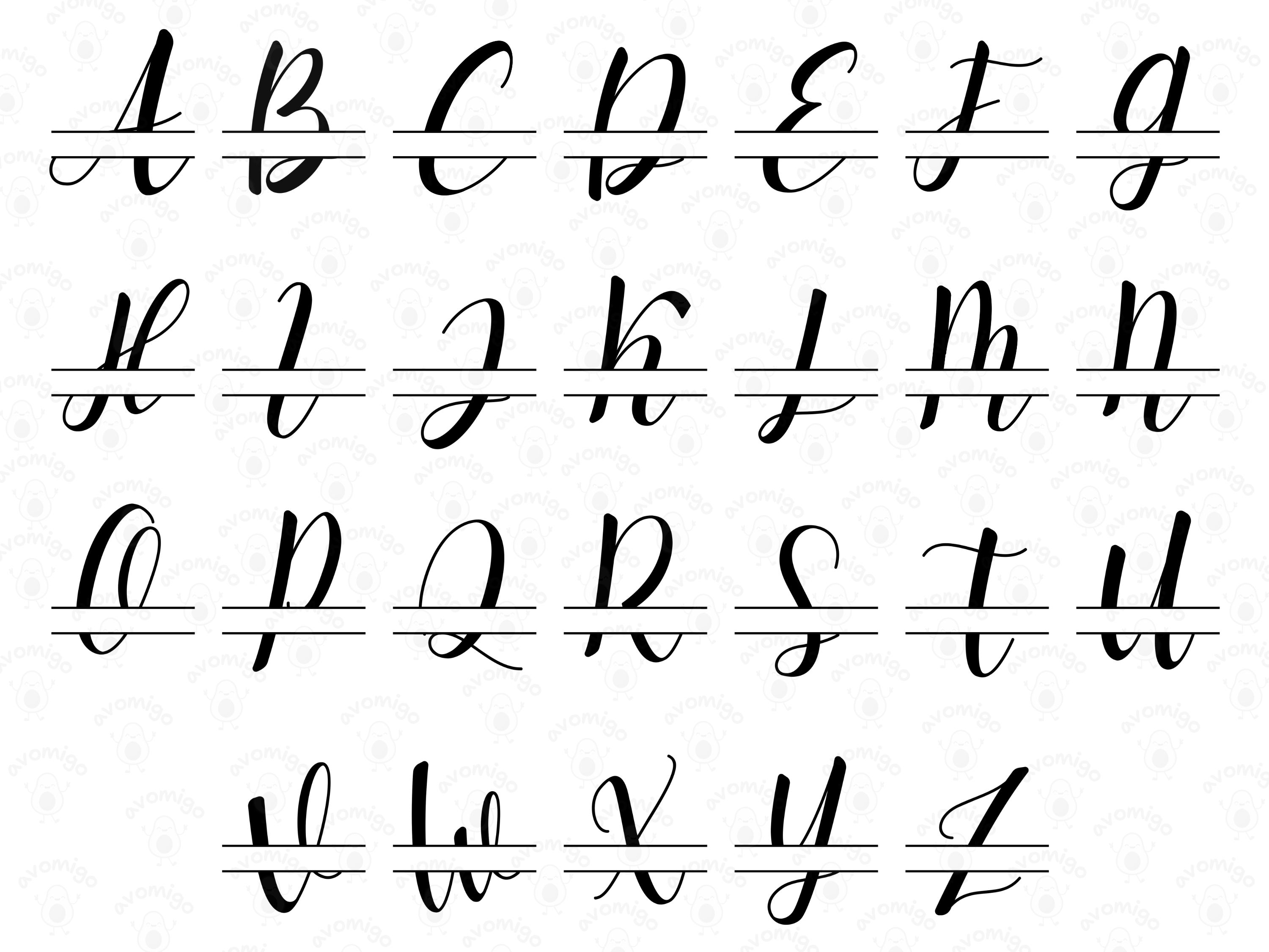 Split Letters design PNG, Split Letters design bundle PNG, Digital Download, Print, Sublimation