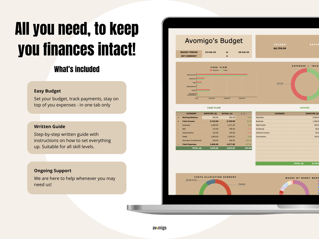 Simple Monthly Budget Planner Excel and Google Sheets