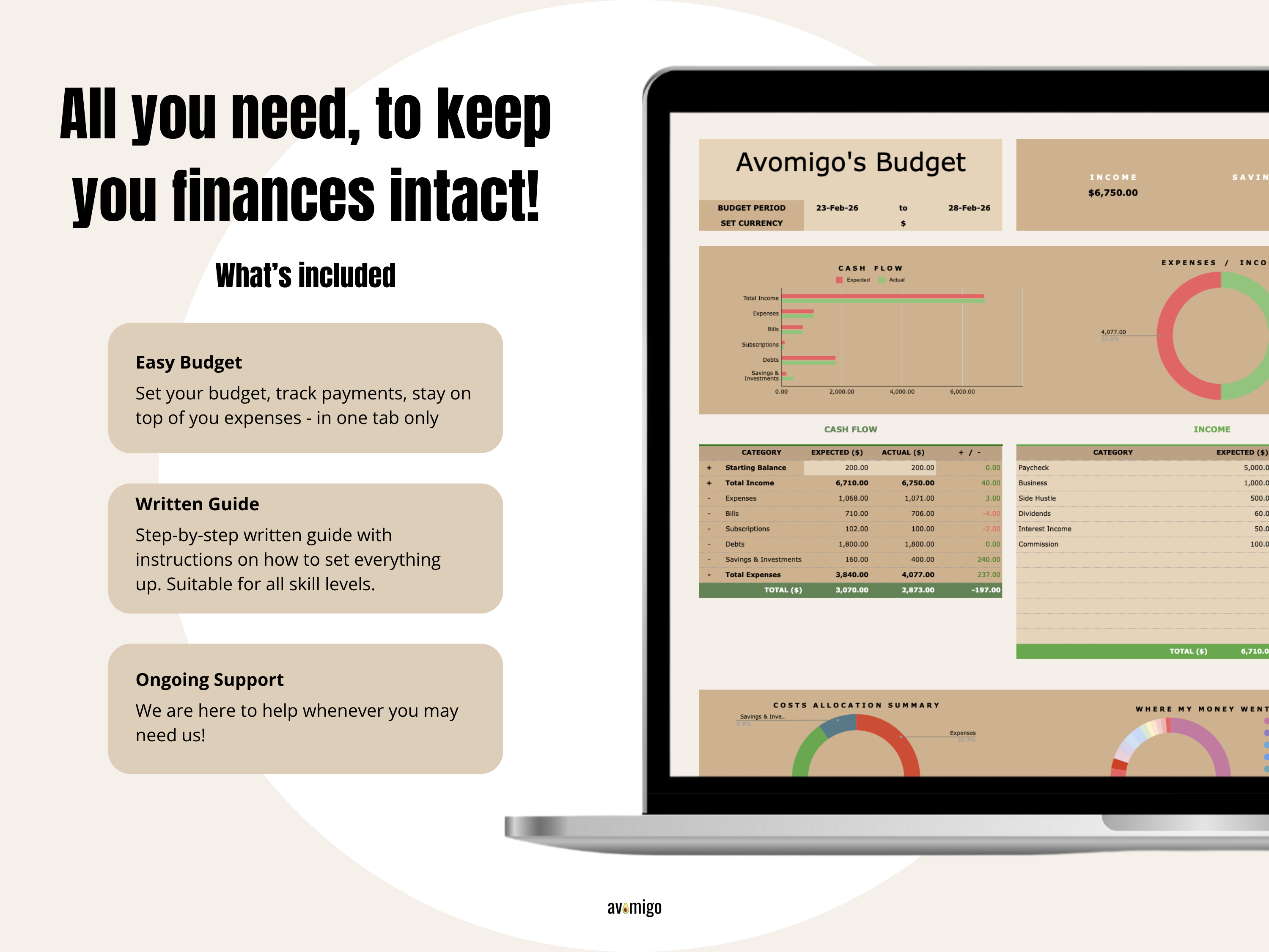 Simple Monthly Budget Planner Excel and Google Sheets