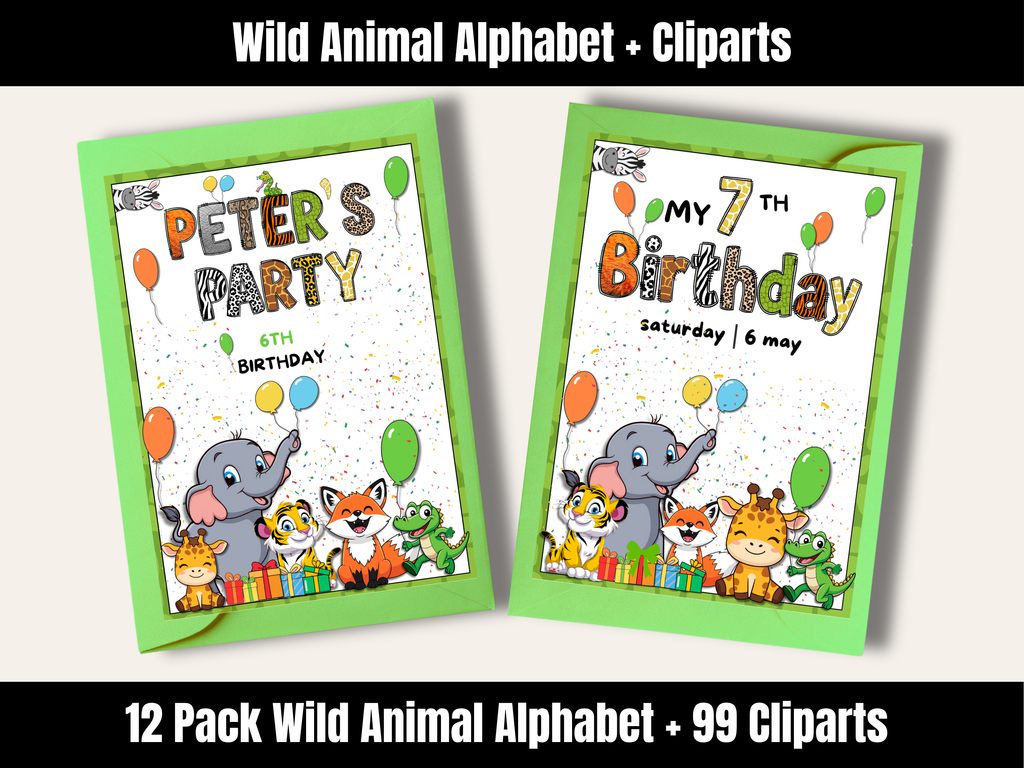 Wild Animal Alphabet Bundle + Cliparts