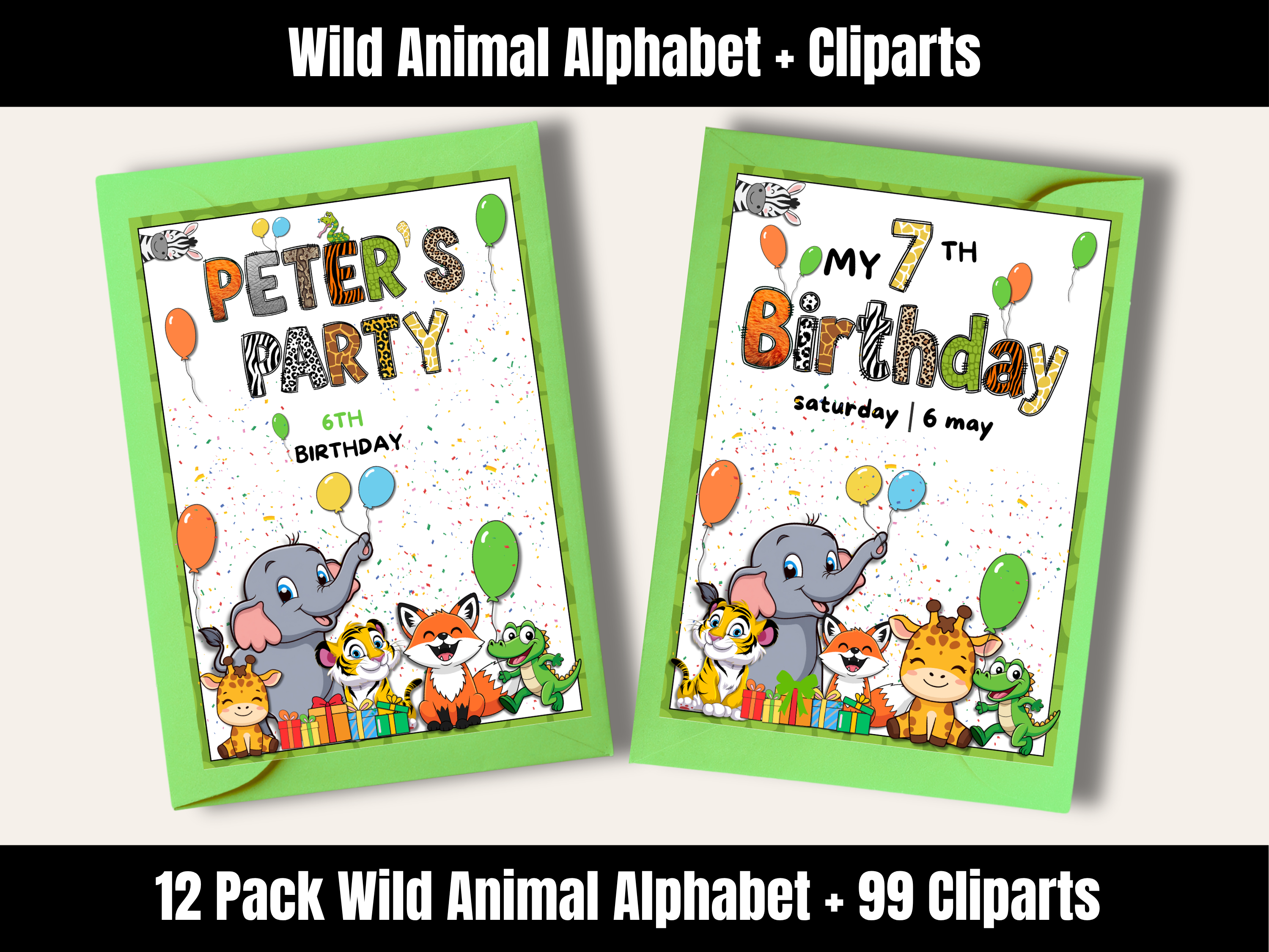 Wild Animal Alphabet Bundle + Cliparts