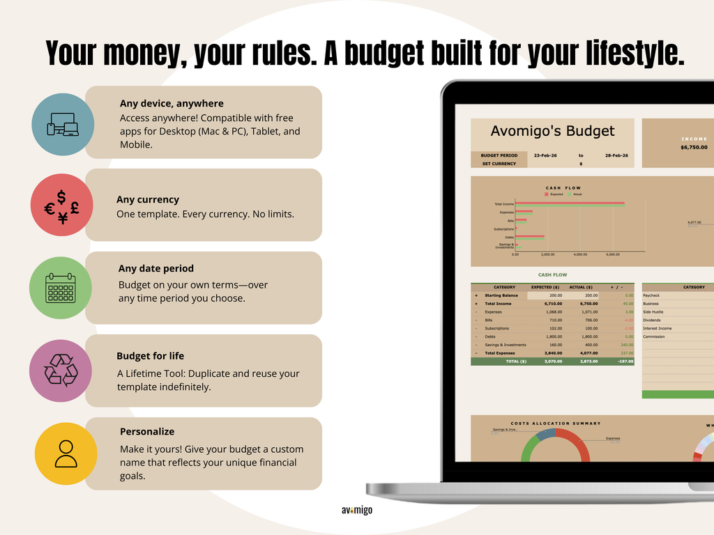 Simple Monthly Budget Planner Excel and Google Sheets