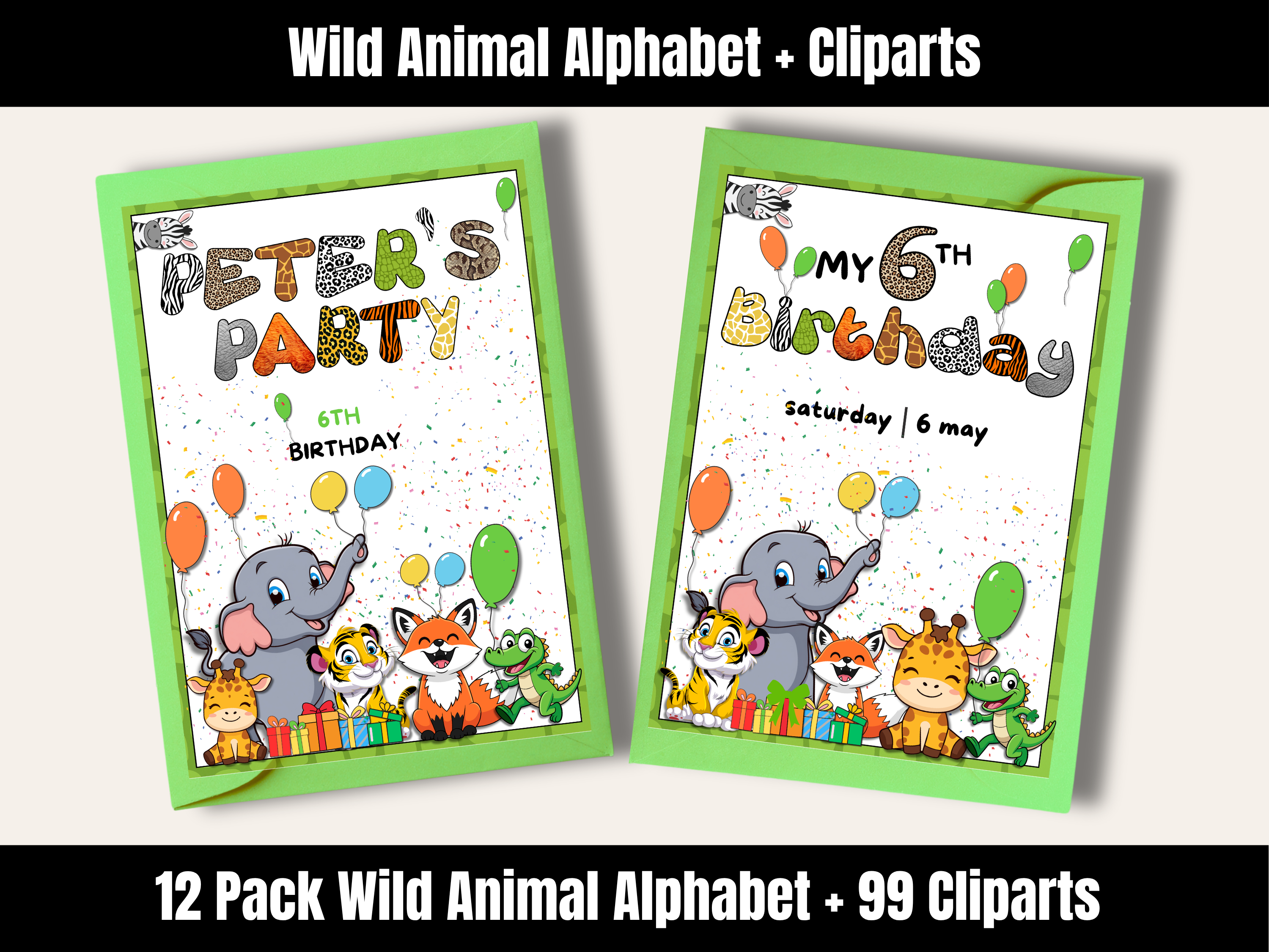 Wild Animal Alphabet Bundle + Cliparts