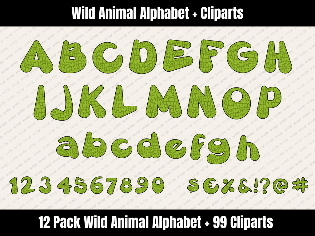 Wild Animal Alphabet Bundle + Cliparts