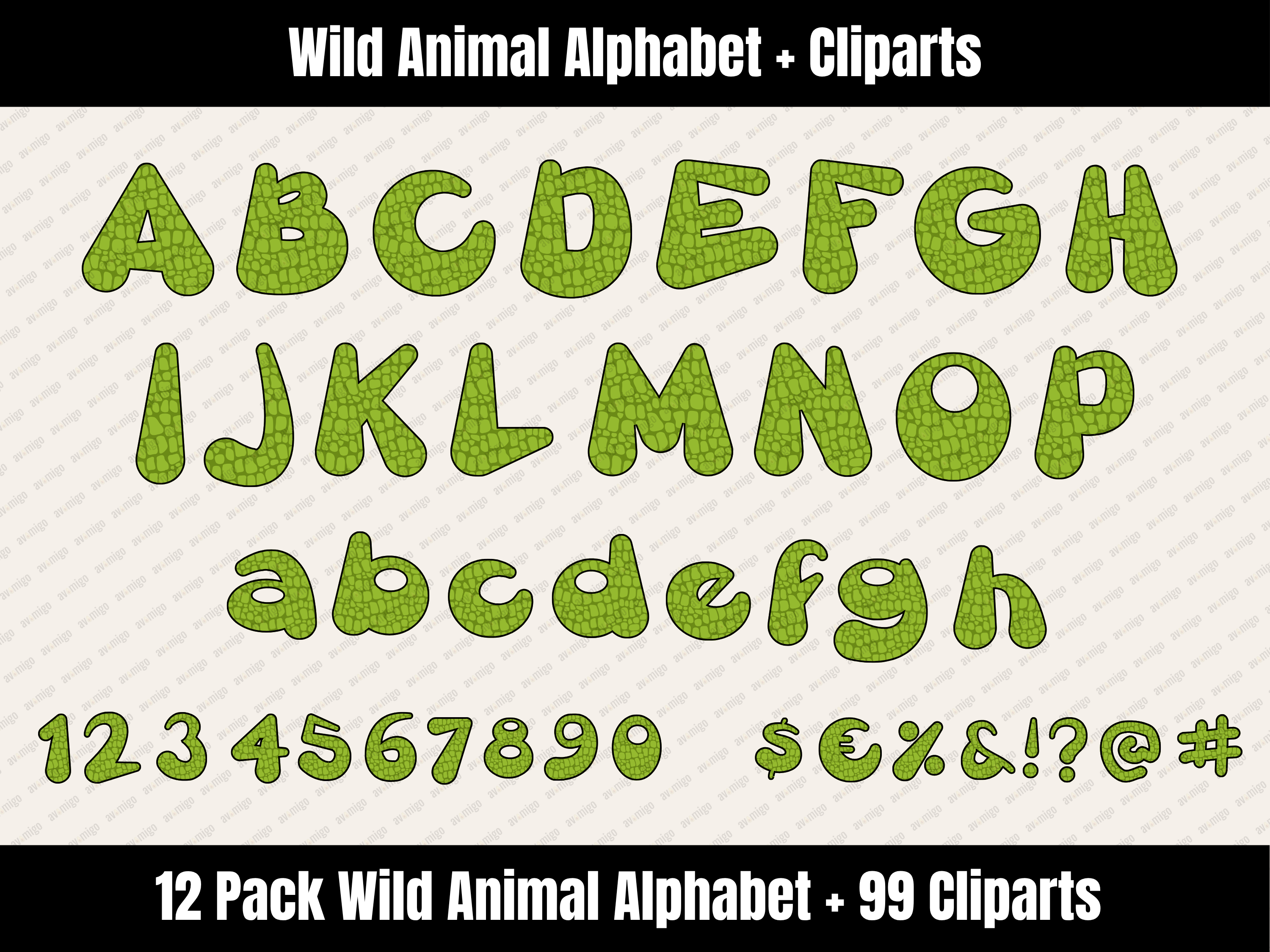Wild Animal Alphabet Bundle + Cliparts