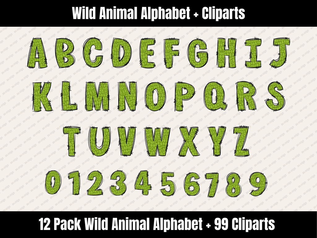 Wild Animal Alphabet Bundle + Cliparts