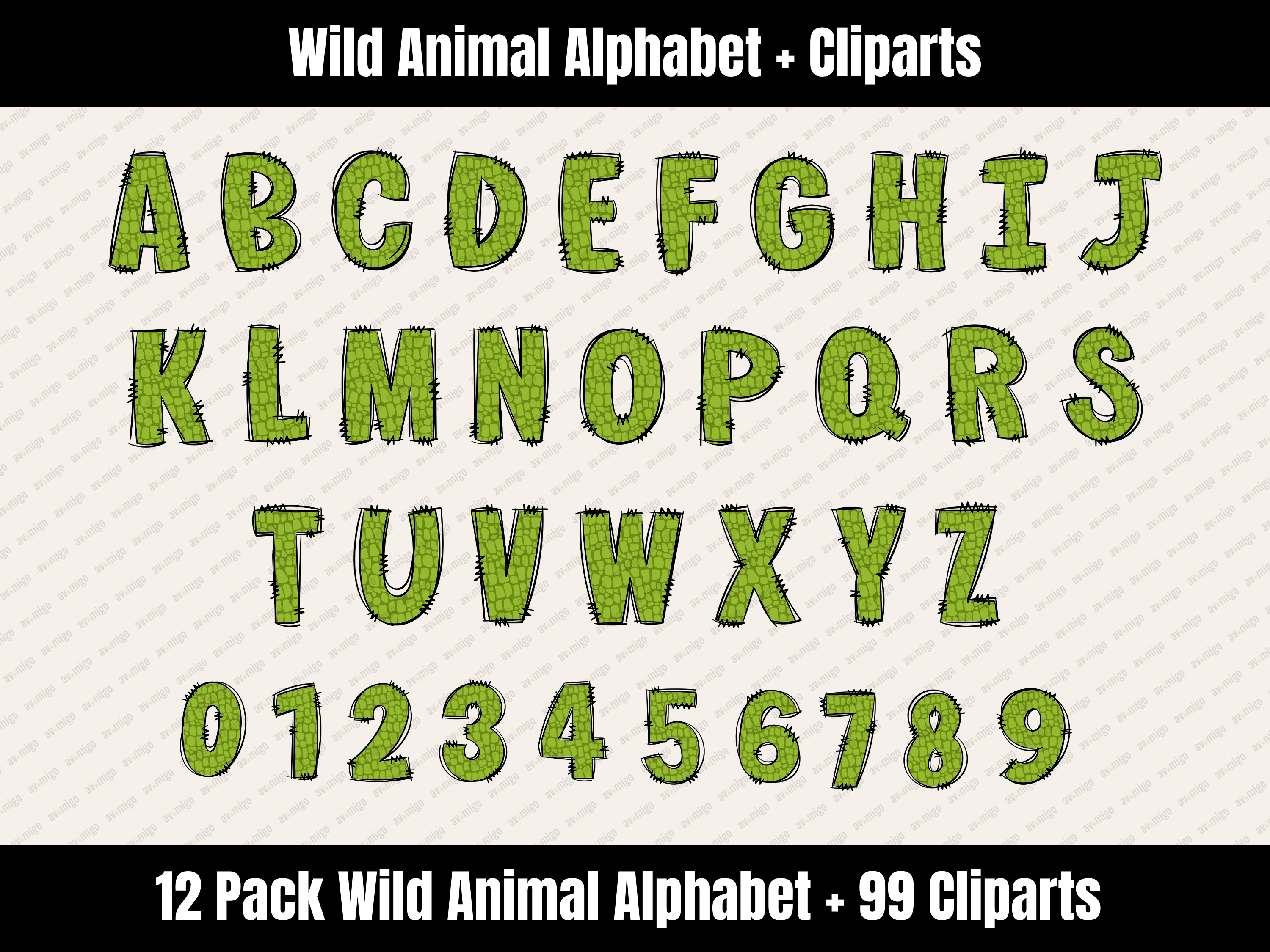Wild Animal Alphabet Bundle + Cliparts