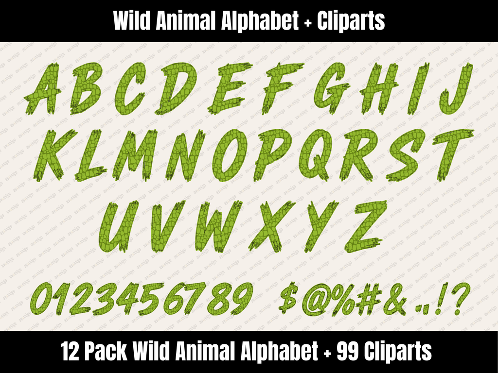 Wild Animal Alphabet Bundle + Cliparts
