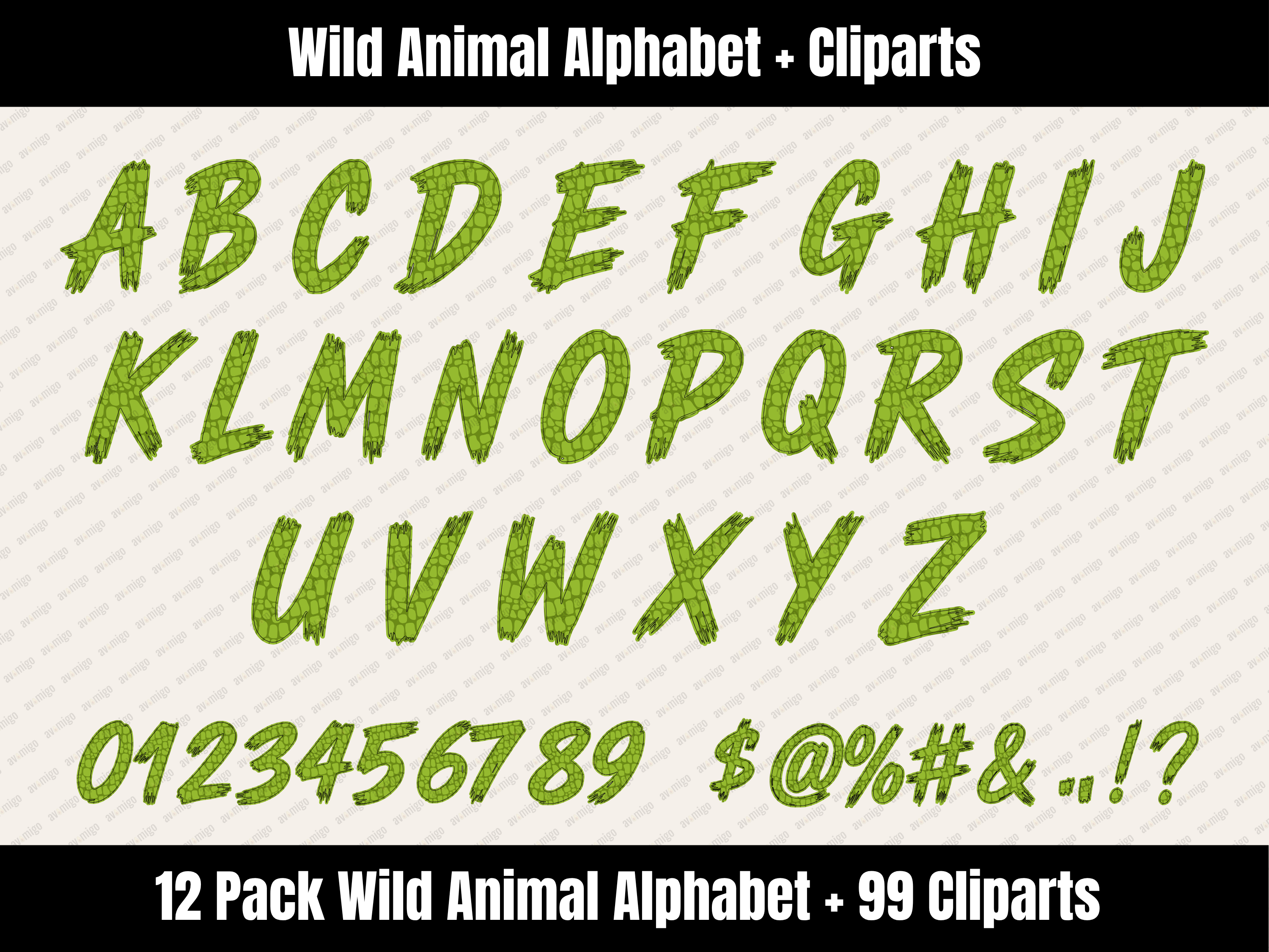 Wild Animal Alphabet Bundle + Cliparts