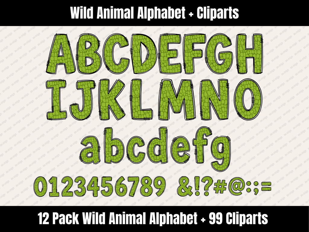 Wild Animal Alphabet Bundle + Cliparts