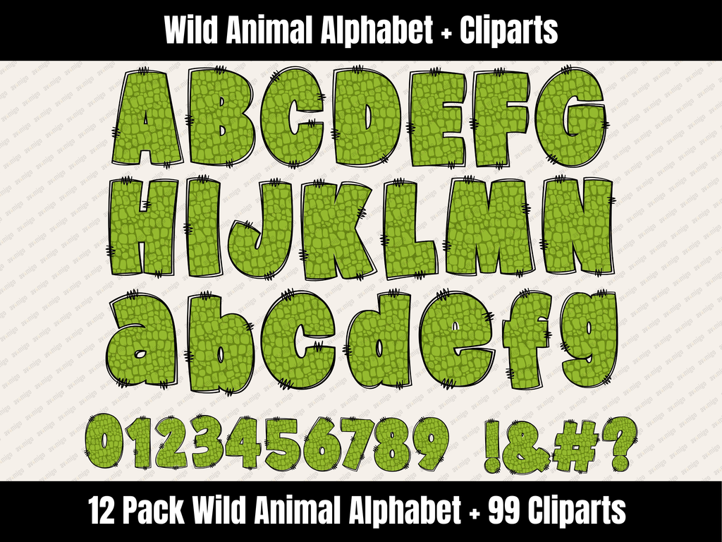 Wild Animal Alphabet Bundle + Cliparts