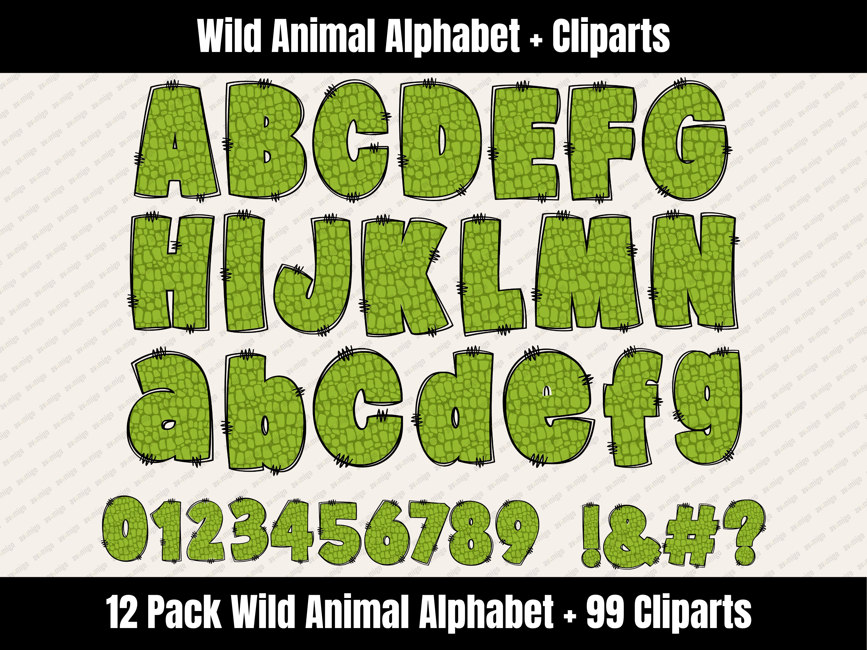 Wild Animal Alphabet Bundle + Cliparts