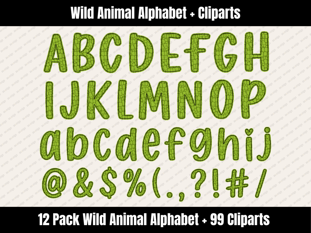 Wild Animal Alphabet Bundle + Cliparts