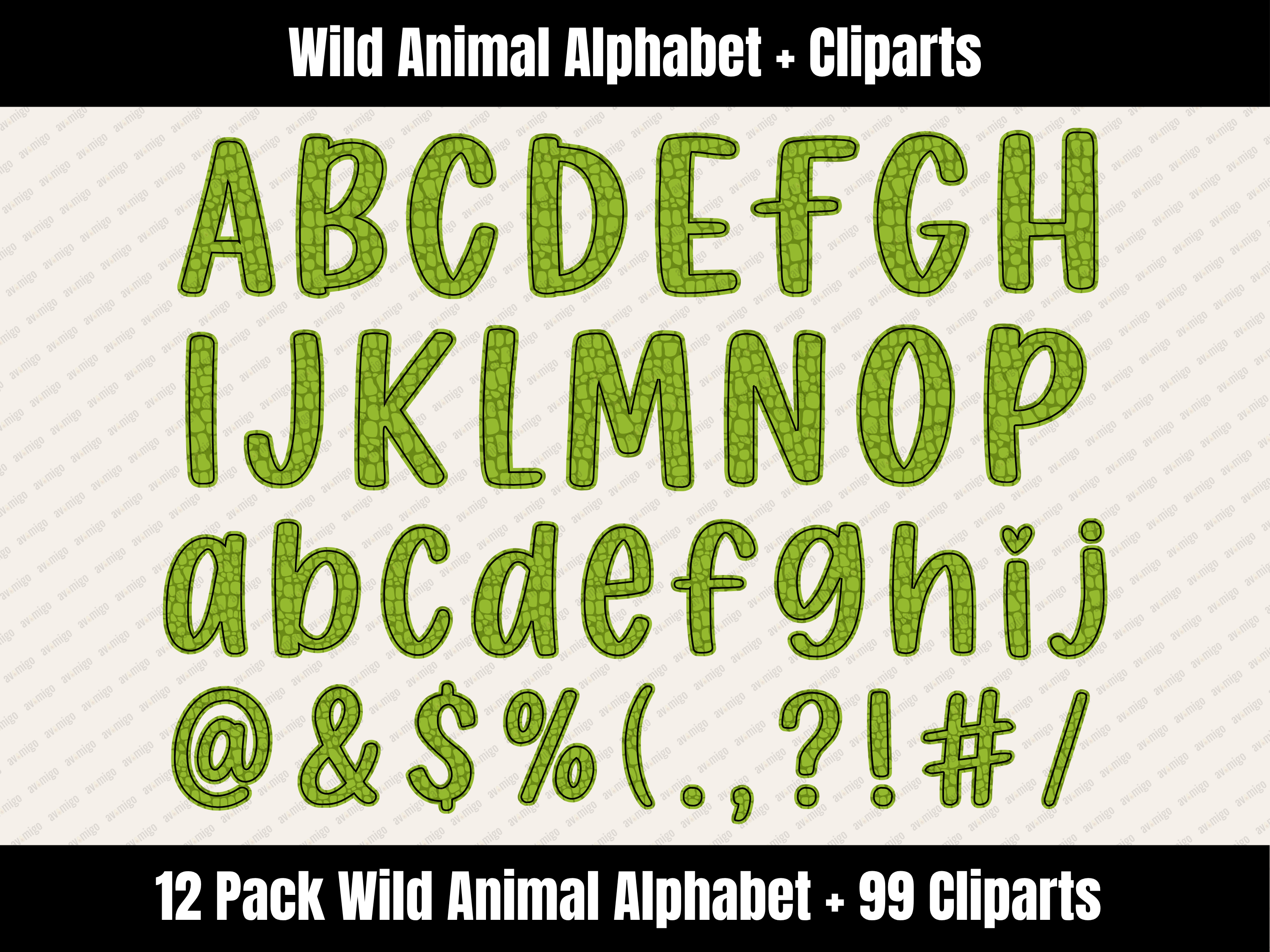 Wild Animal Alphabet Bundle + Cliparts