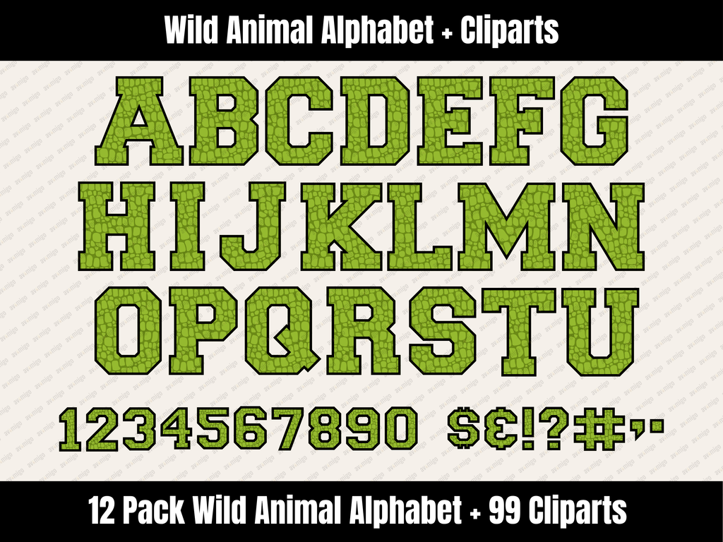 Wild Animal Alphabet Bundle + Cliparts