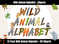 Wild Animal Alphabet Bundle + Cliparts