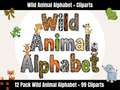 Wild Animal Alphabet Bundle + Cliparts