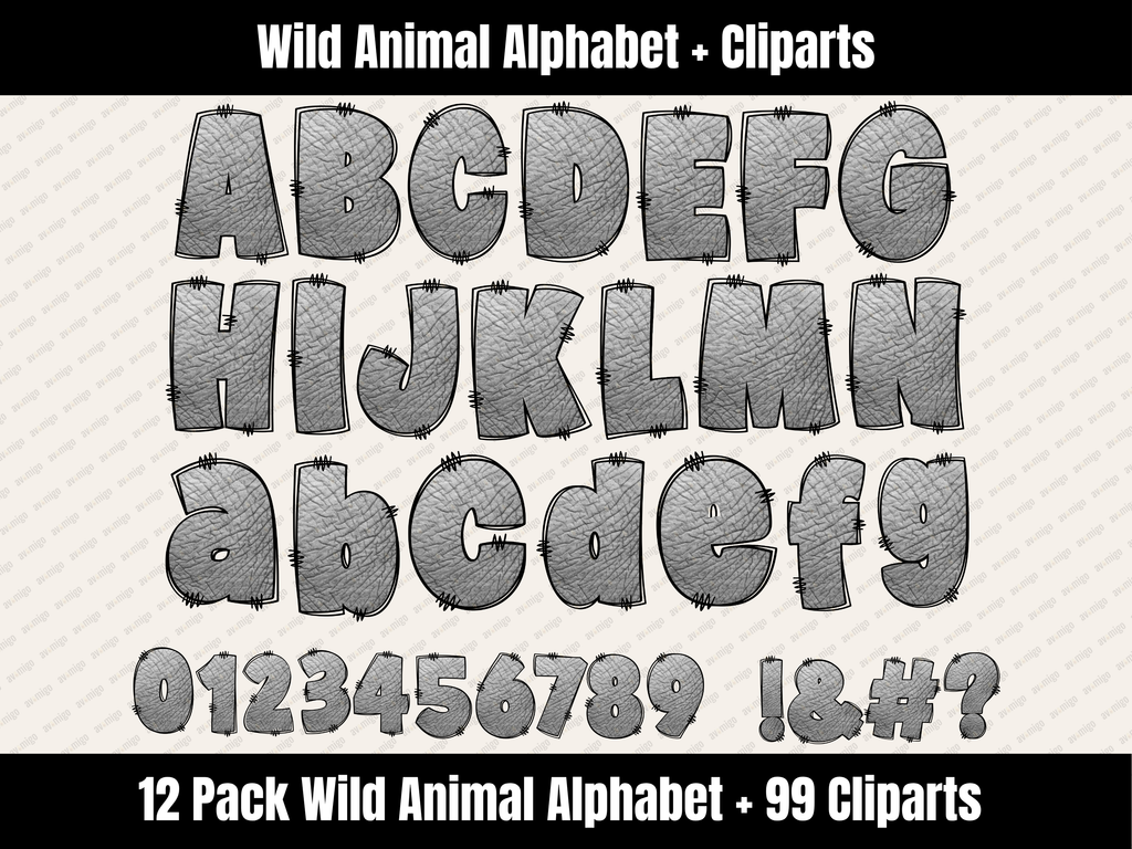 Wild Animal Alphabet Bundle + Cliparts
