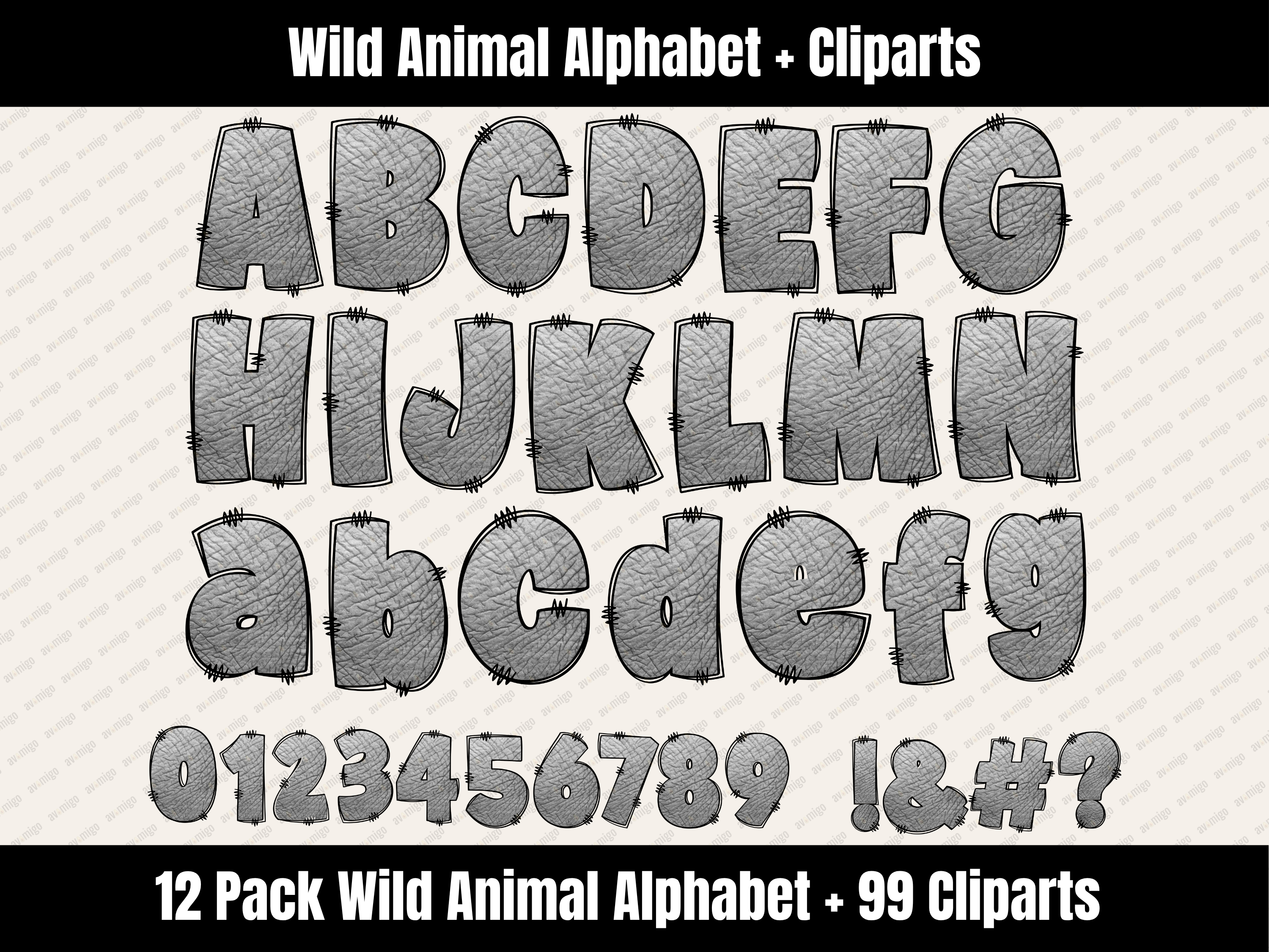 Wild Animal Alphabet Bundle + Cliparts