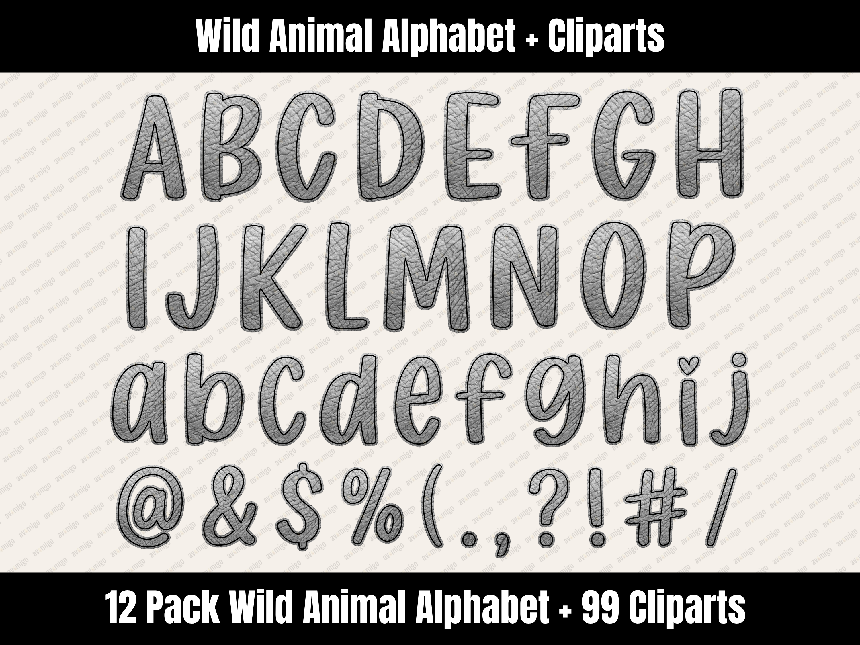 Wild Animal Alphabet Bundle + Cliparts