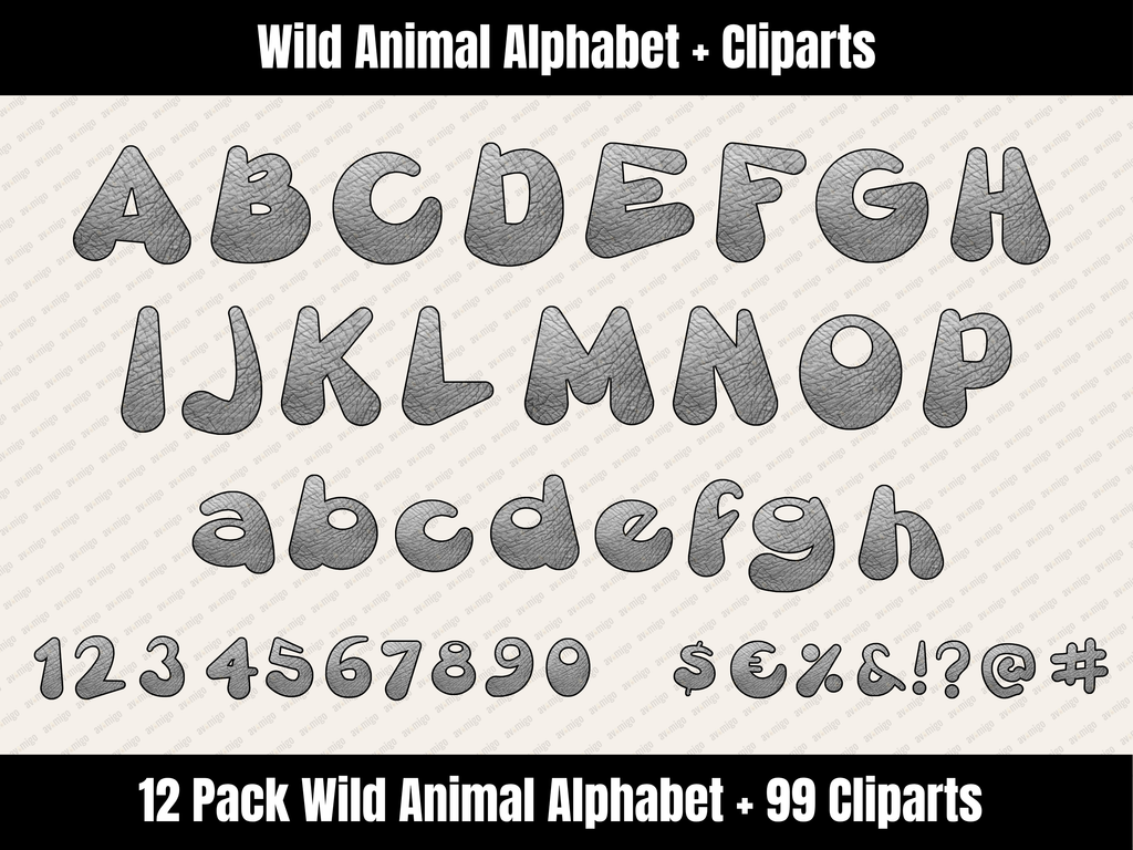 Wild Animal Alphabet Bundle + Cliparts