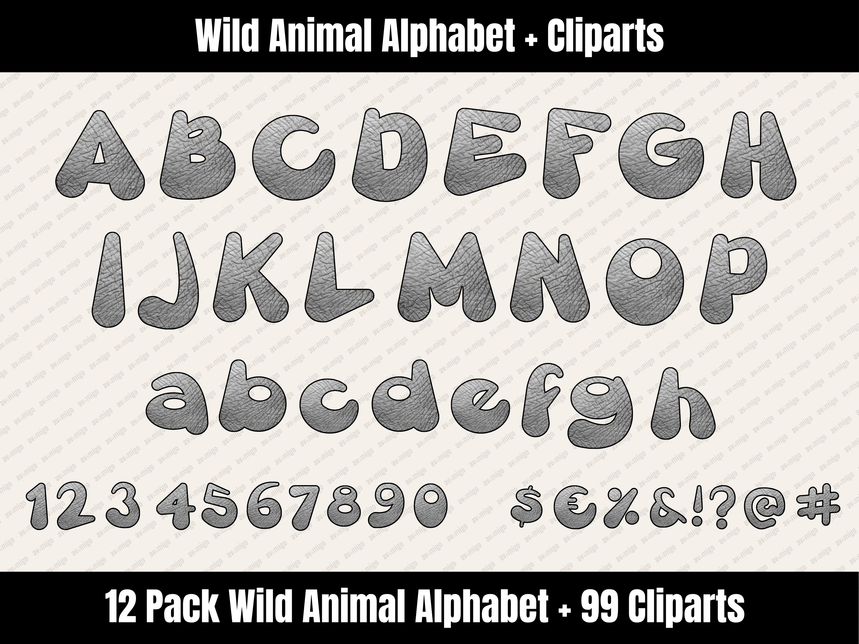 Wild Animal Alphabet Bundle + Cliparts