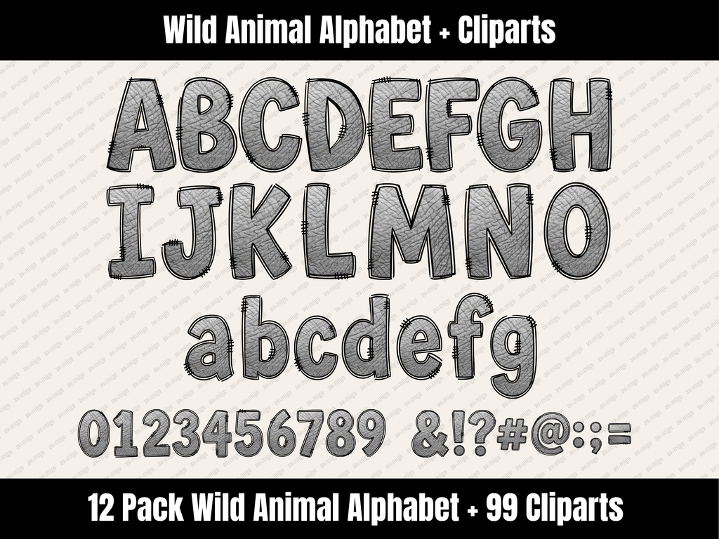 Wild Animal Alphabet Bundle + Cliparts