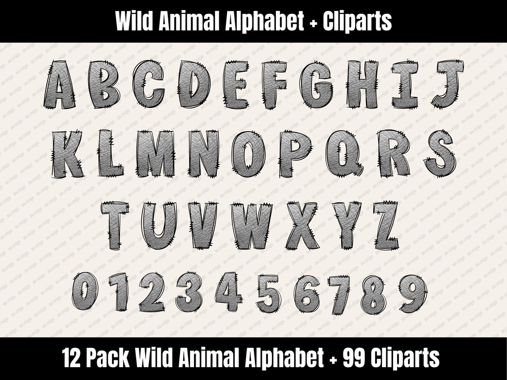 Wild Animal Alphabet Bundle + Cliparts