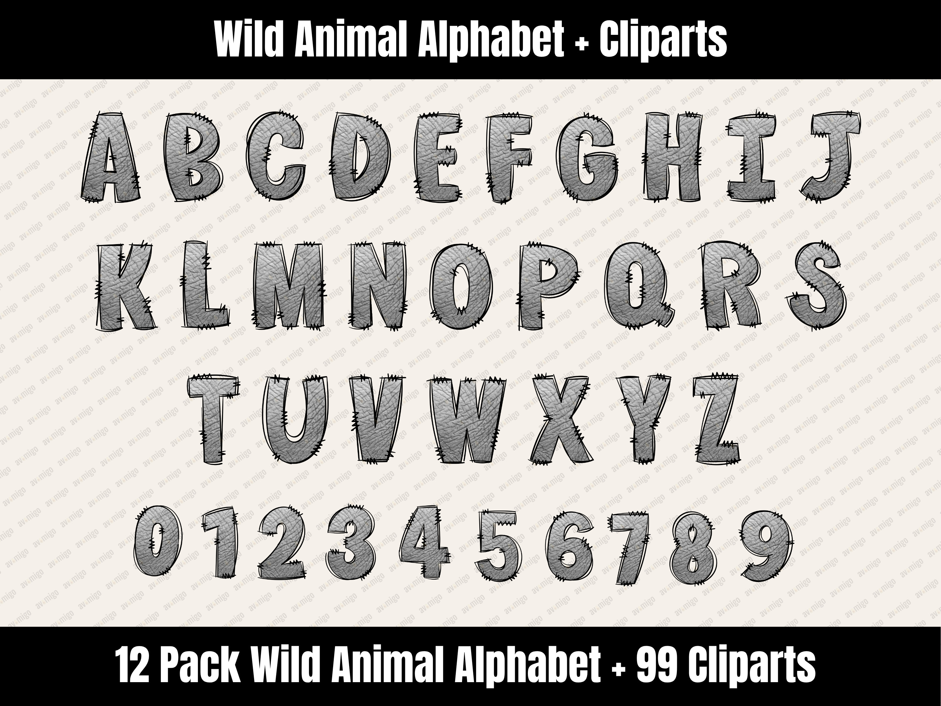 Wild Animal Alphabet Bundle + Cliparts