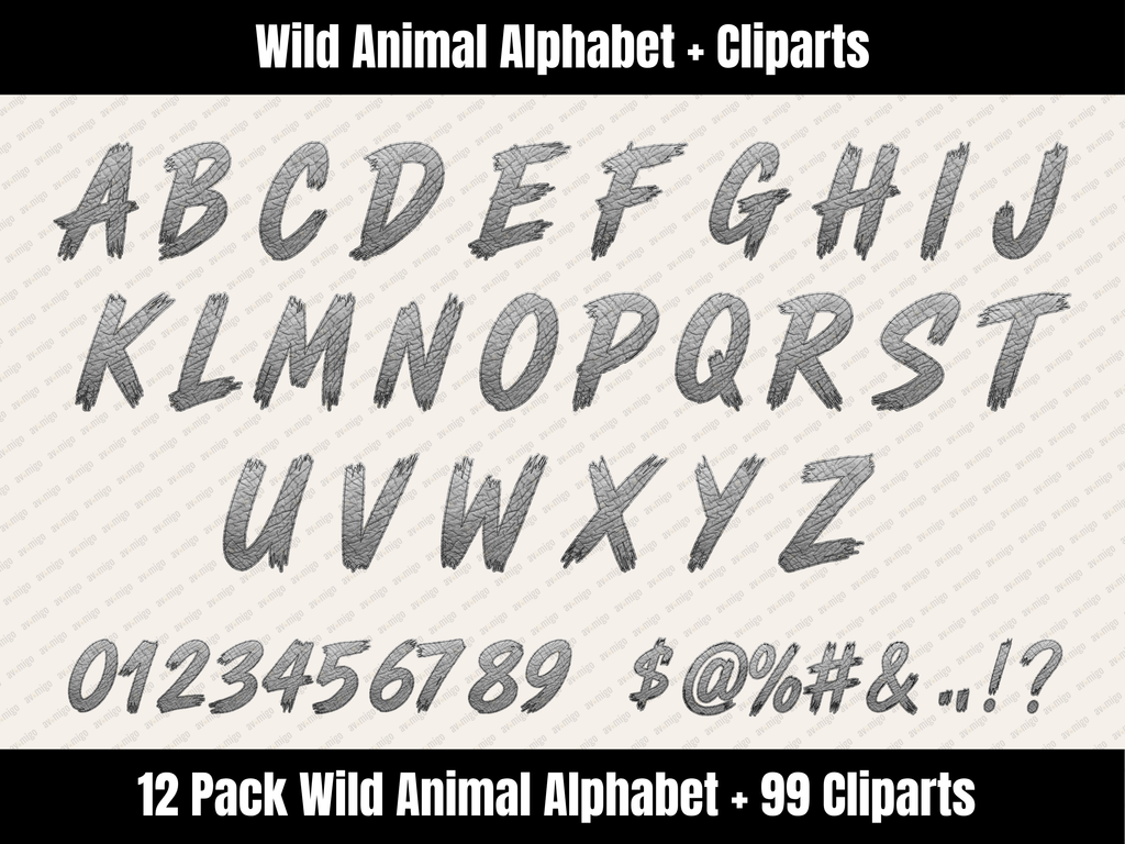 Wild Animal Alphabet Bundle + Cliparts