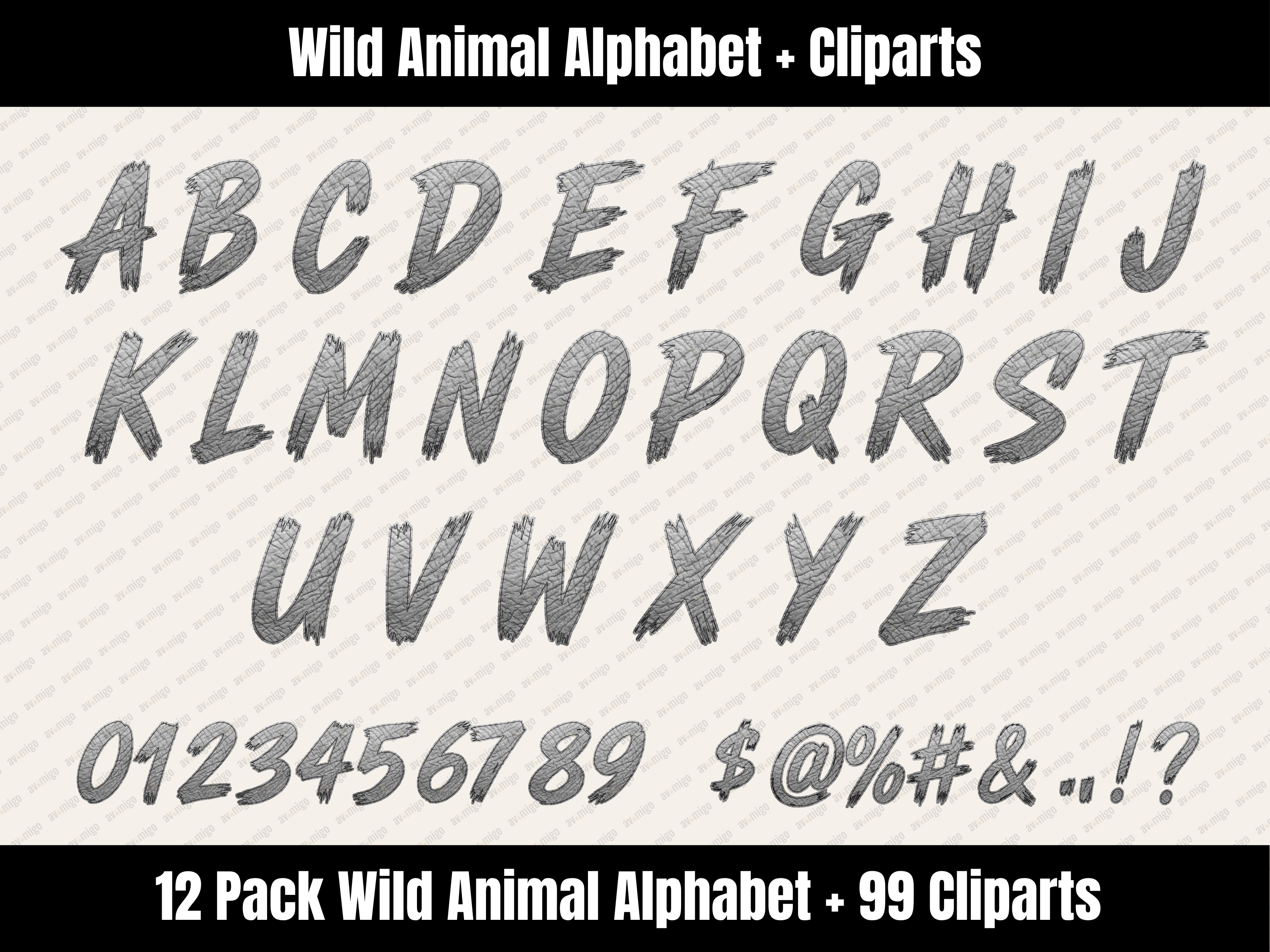 Wild Animal Alphabet Bundle + Cliparts