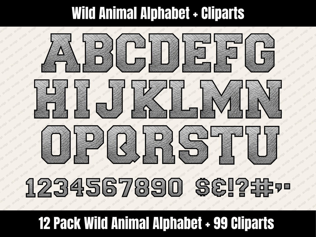 Wild Animal Alphabet Bundle + Cliparts