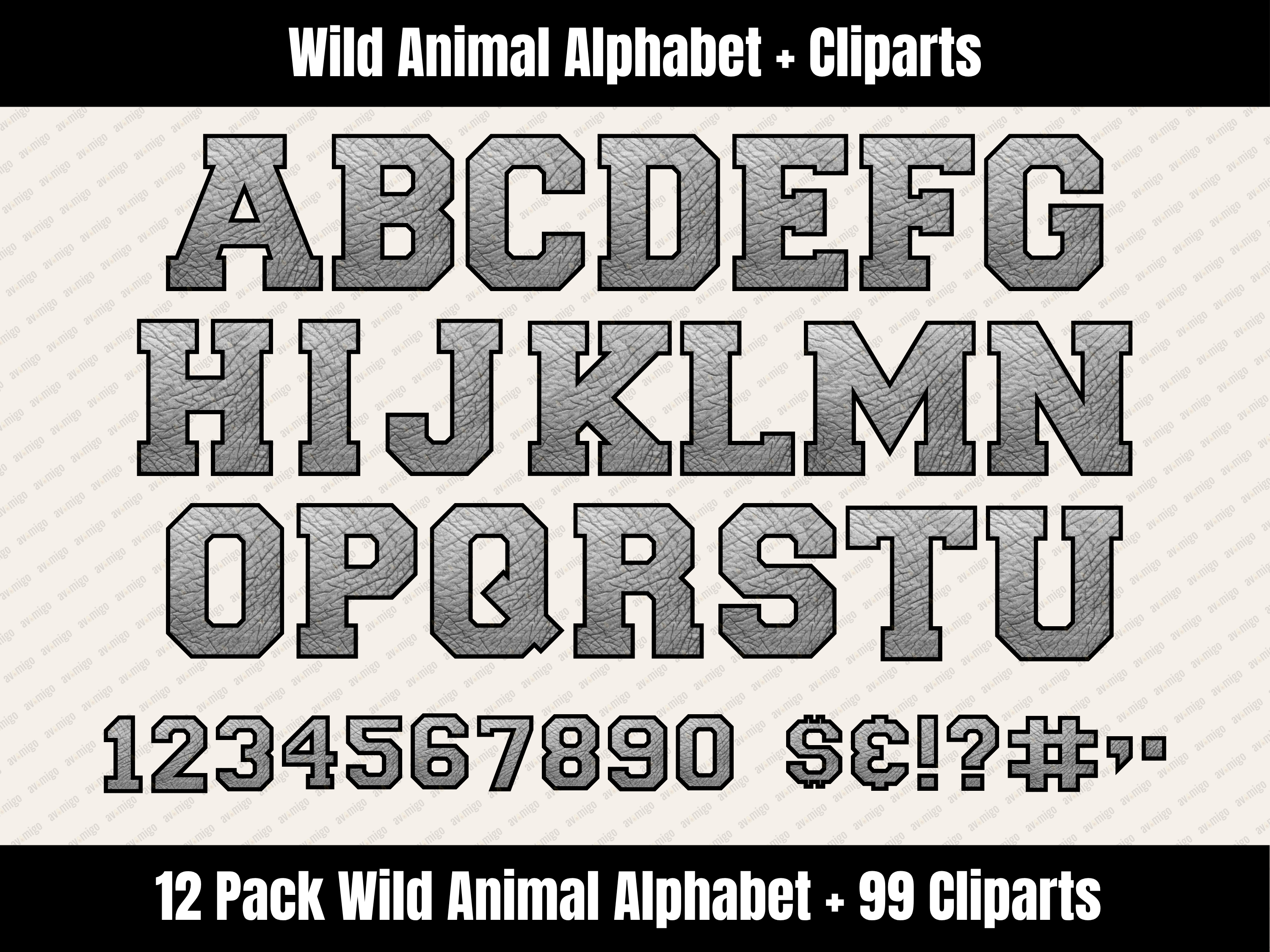 Wild Animal Alphabet Bundle + Cliparts