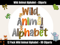 Wild Animal Alphabet Bundle + Cliparts