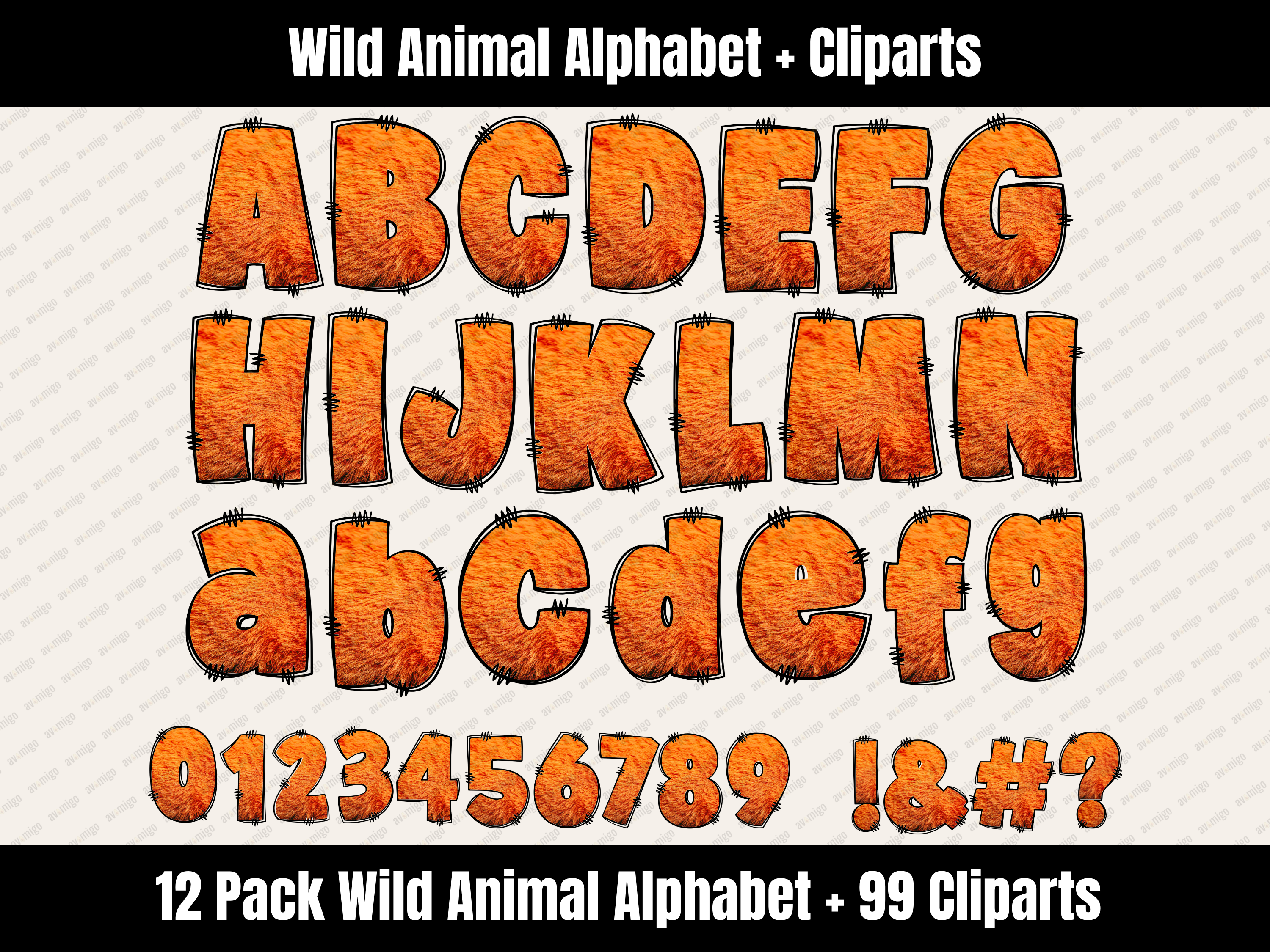 Wild Animal Alphabet Bundle + Cliparts