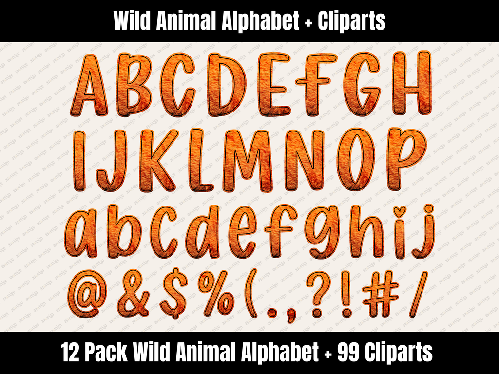 Wild Animal Alphabet Bundle + Cliparts