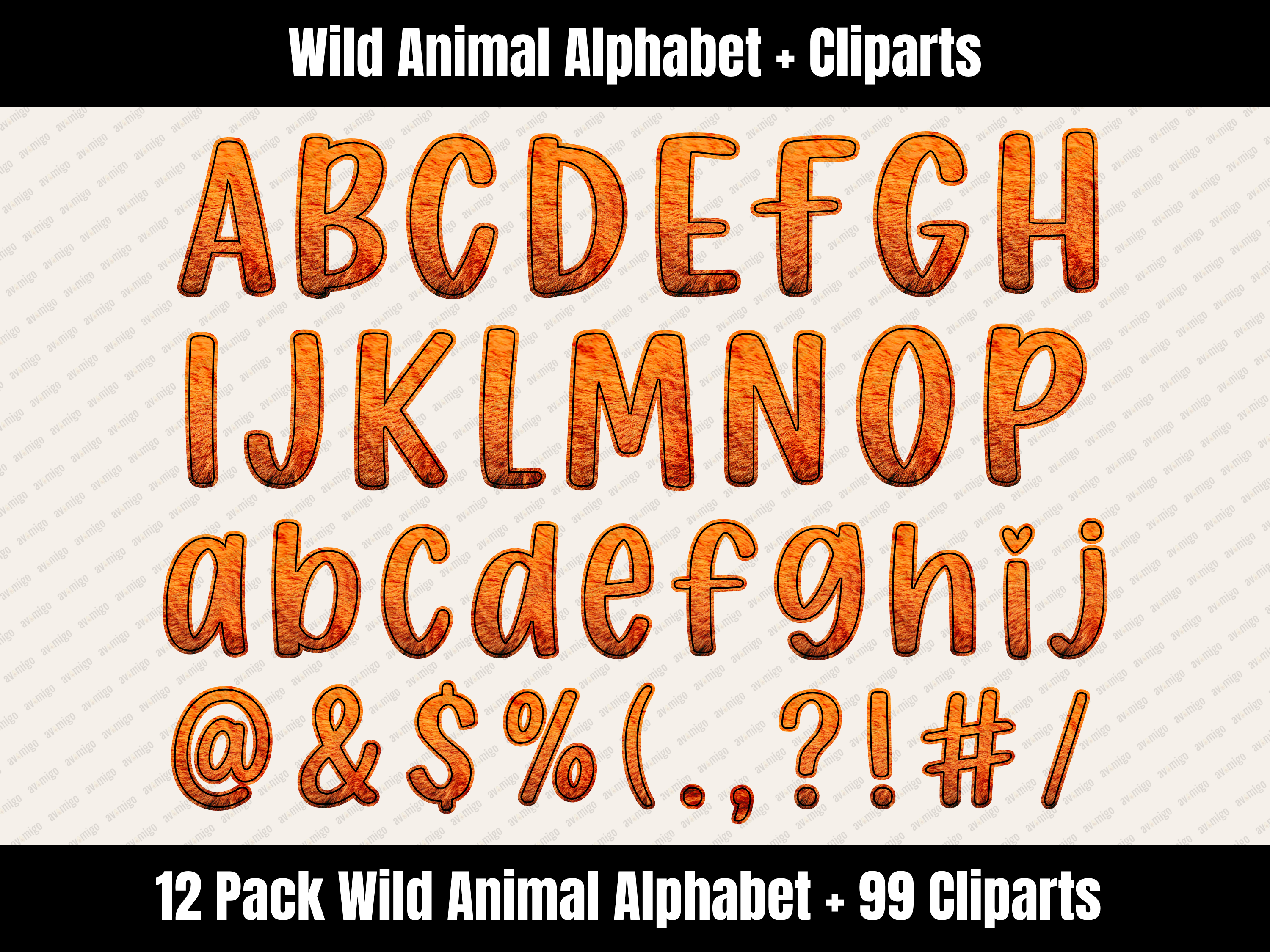 Wild Animal Alphabet Bundle + Cliparts
