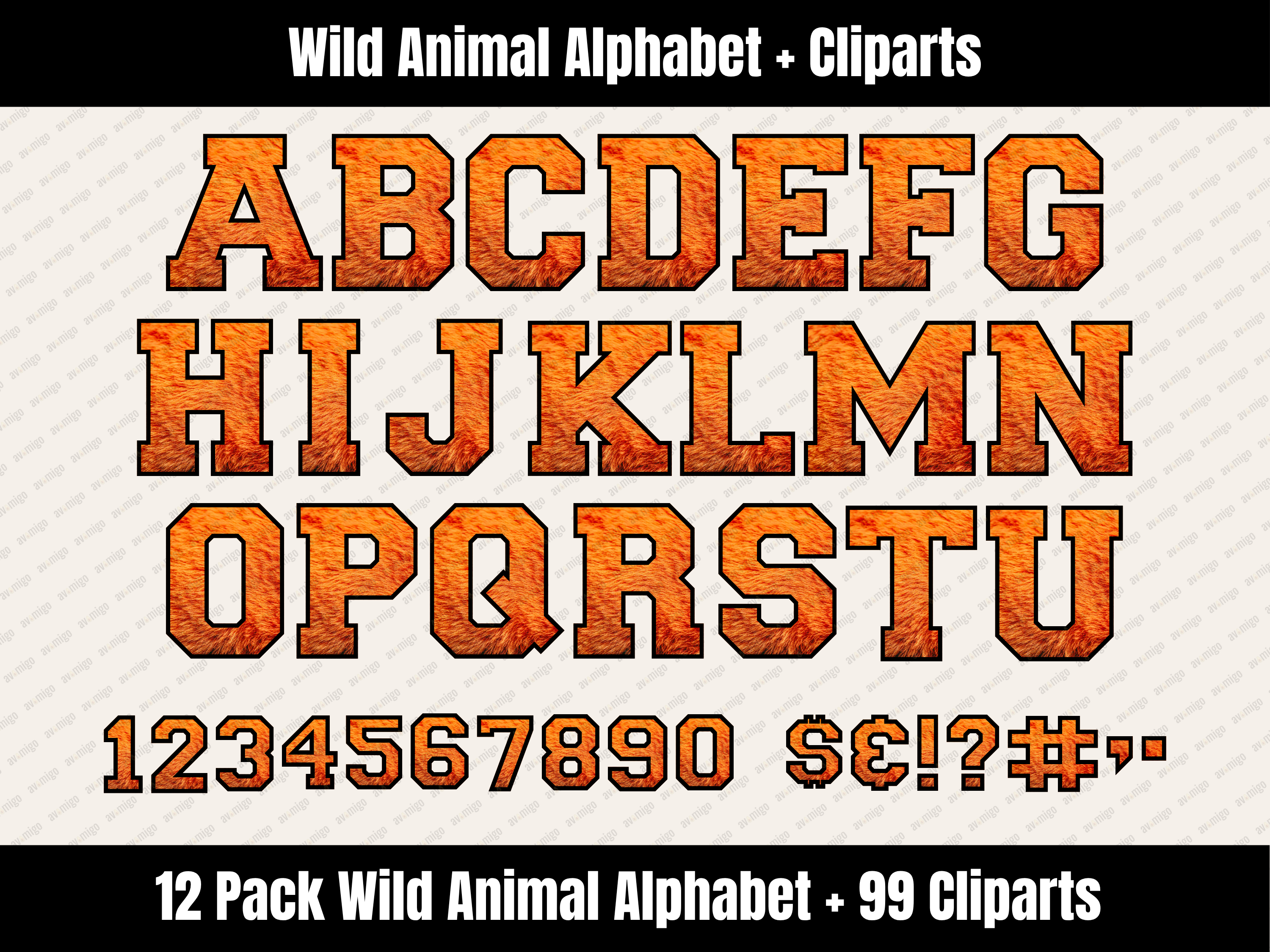 Wild Animal Alphabet Bundle + Cliparts