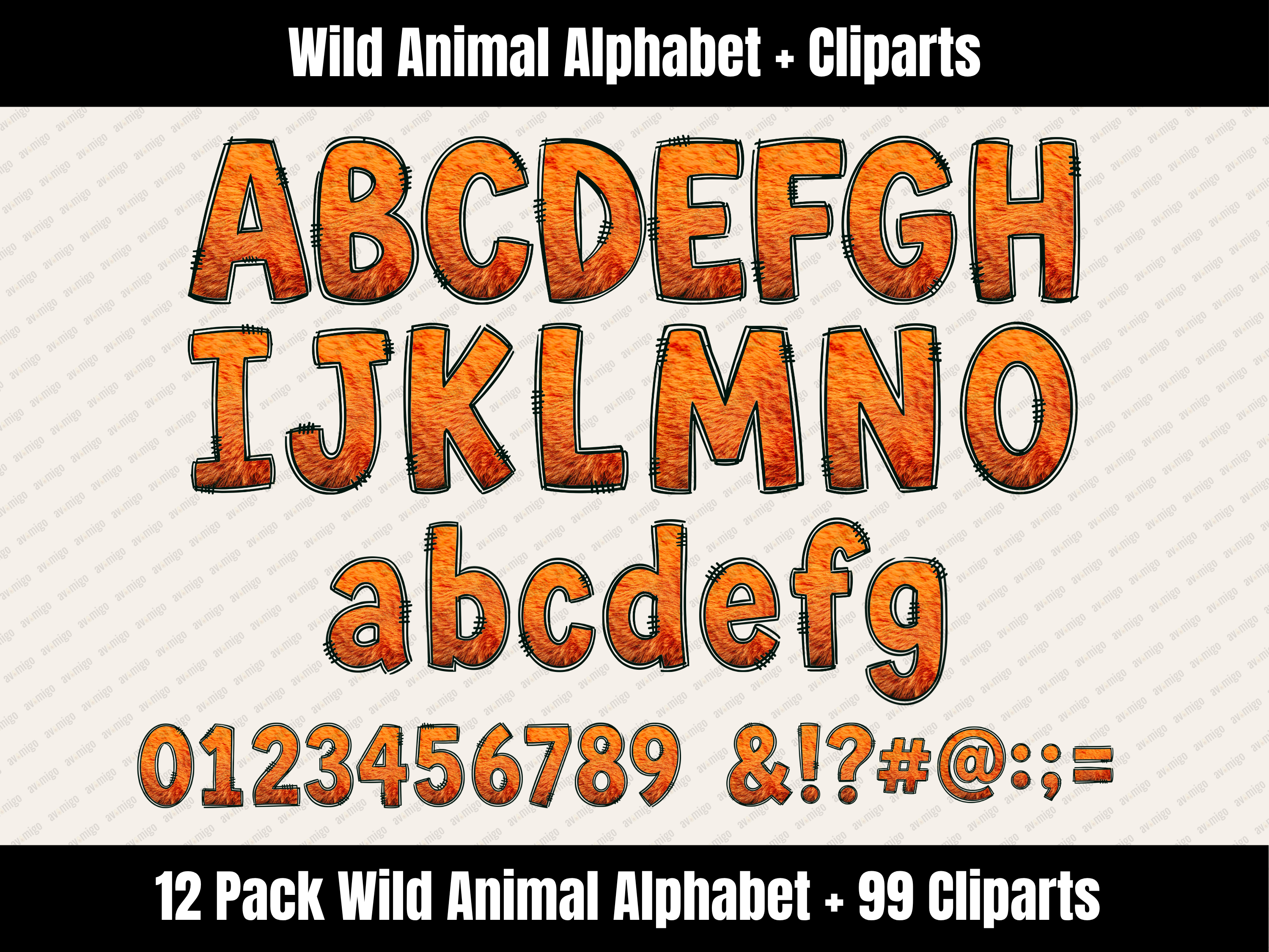 Wild Animal Alphabet Bundle + Cliparts