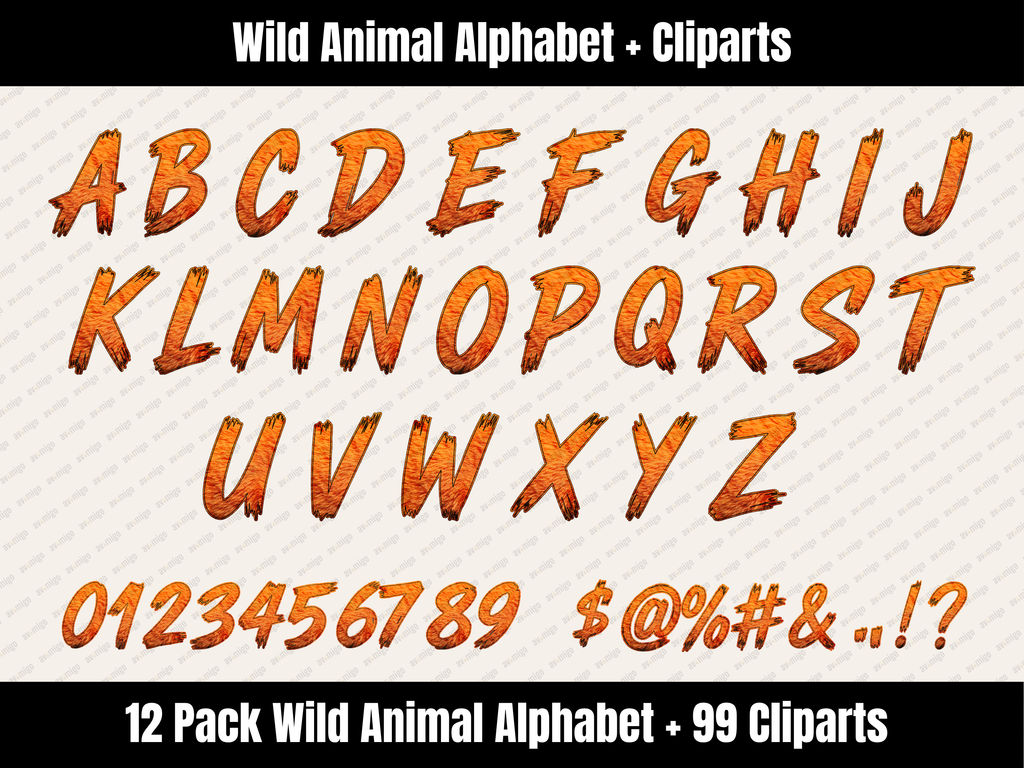 Wild Animal Alphabet Bundle + Cliparts