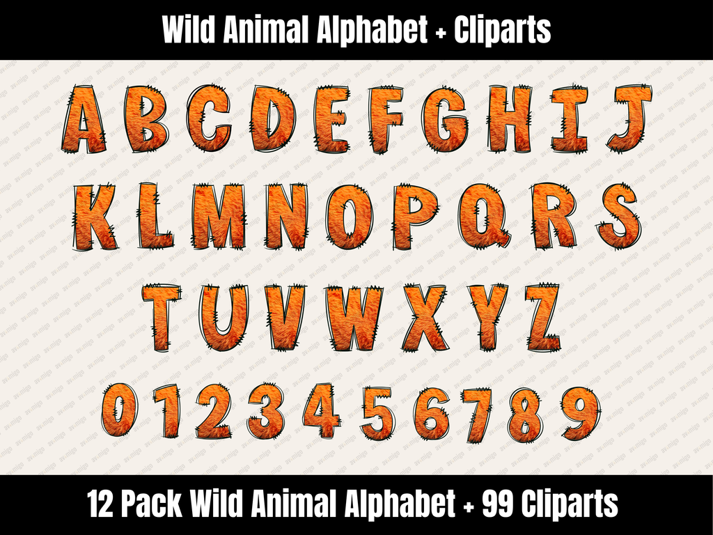 Wild Animal Alphabet Bundle + Cliparts