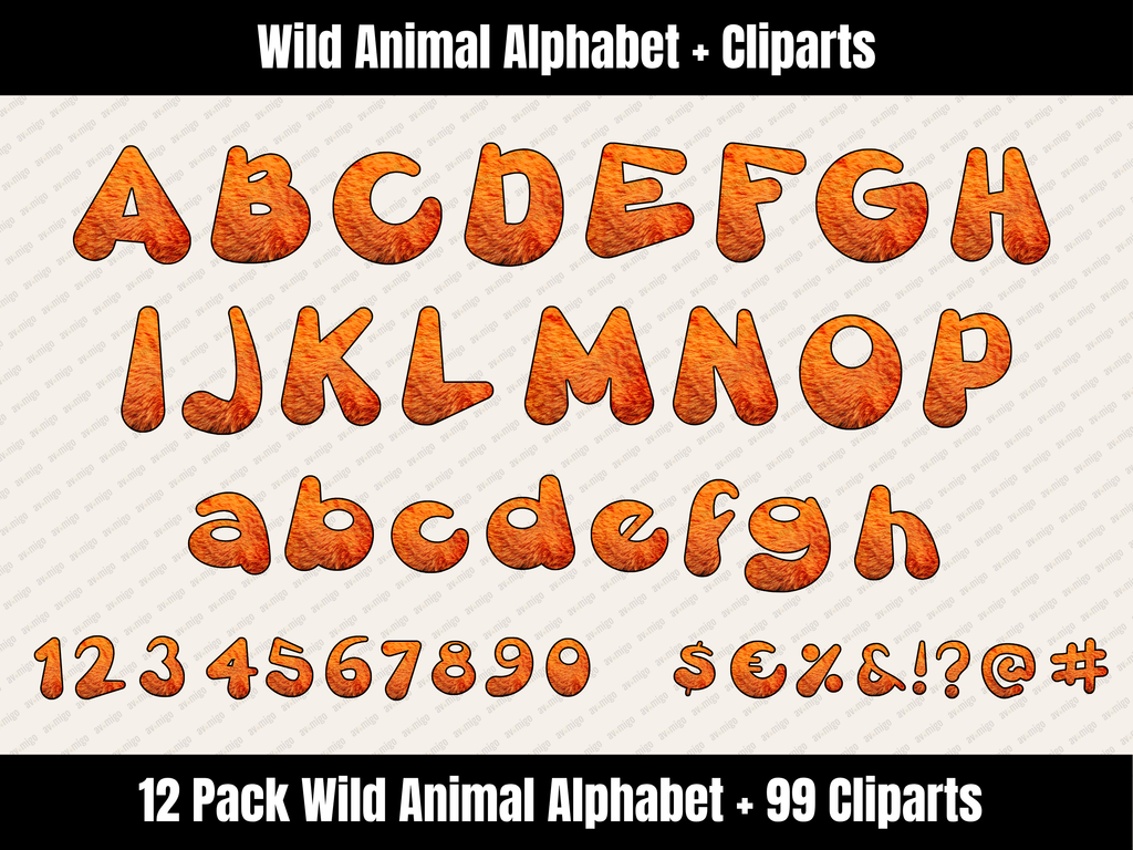 Wild Animal Alphabet Bundle + Cliparts