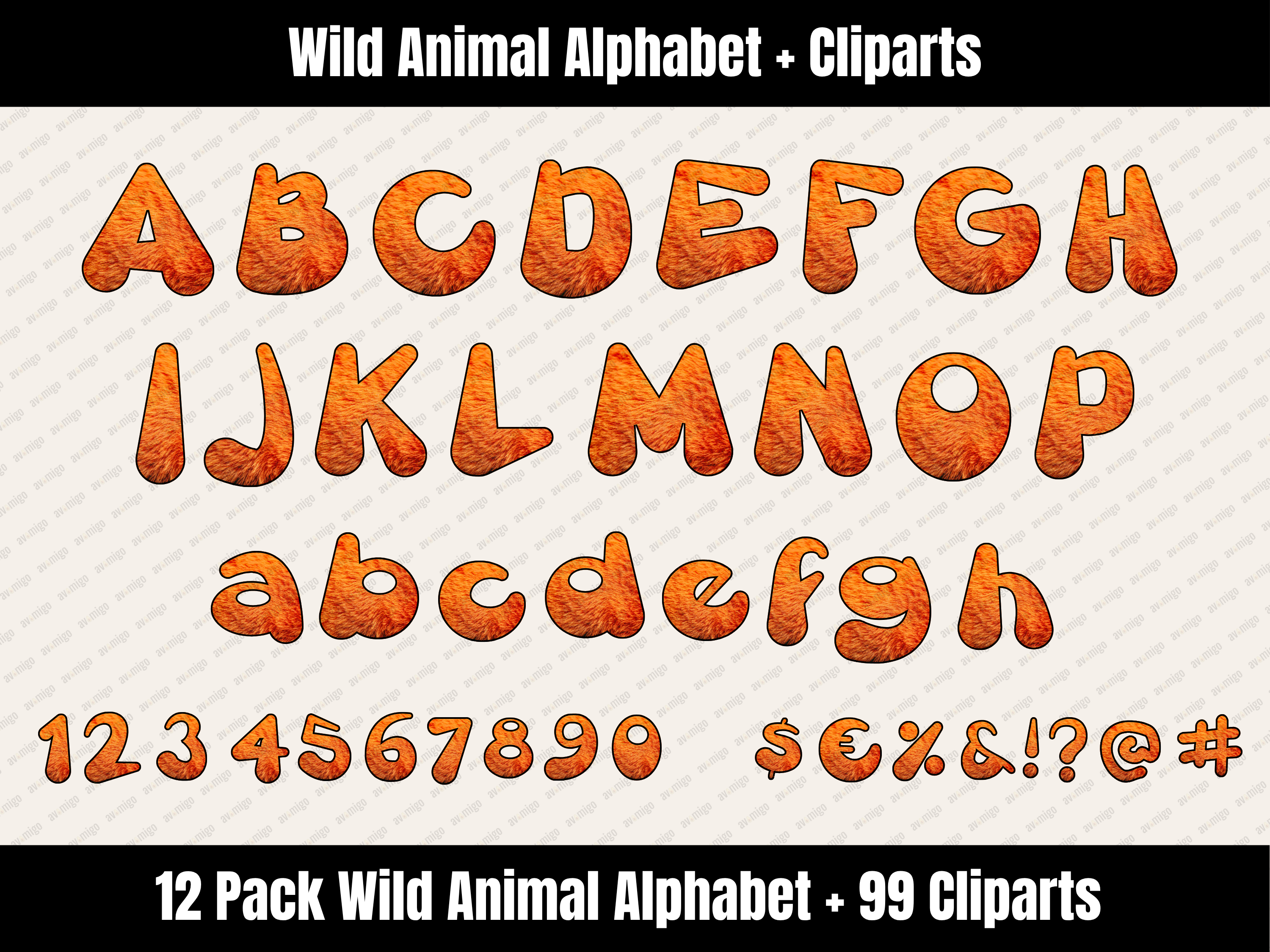 Wild Animal Alphabet Bundle + Cliparts