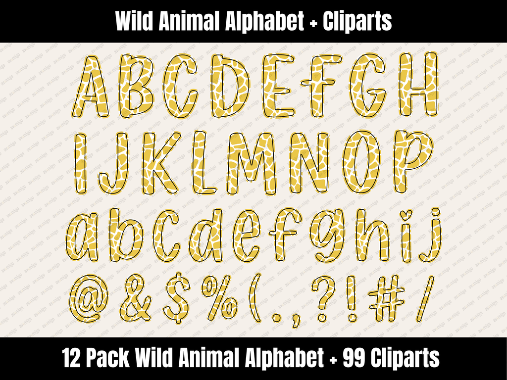 Wild Animal Alphabet Bundle + Cliparts
