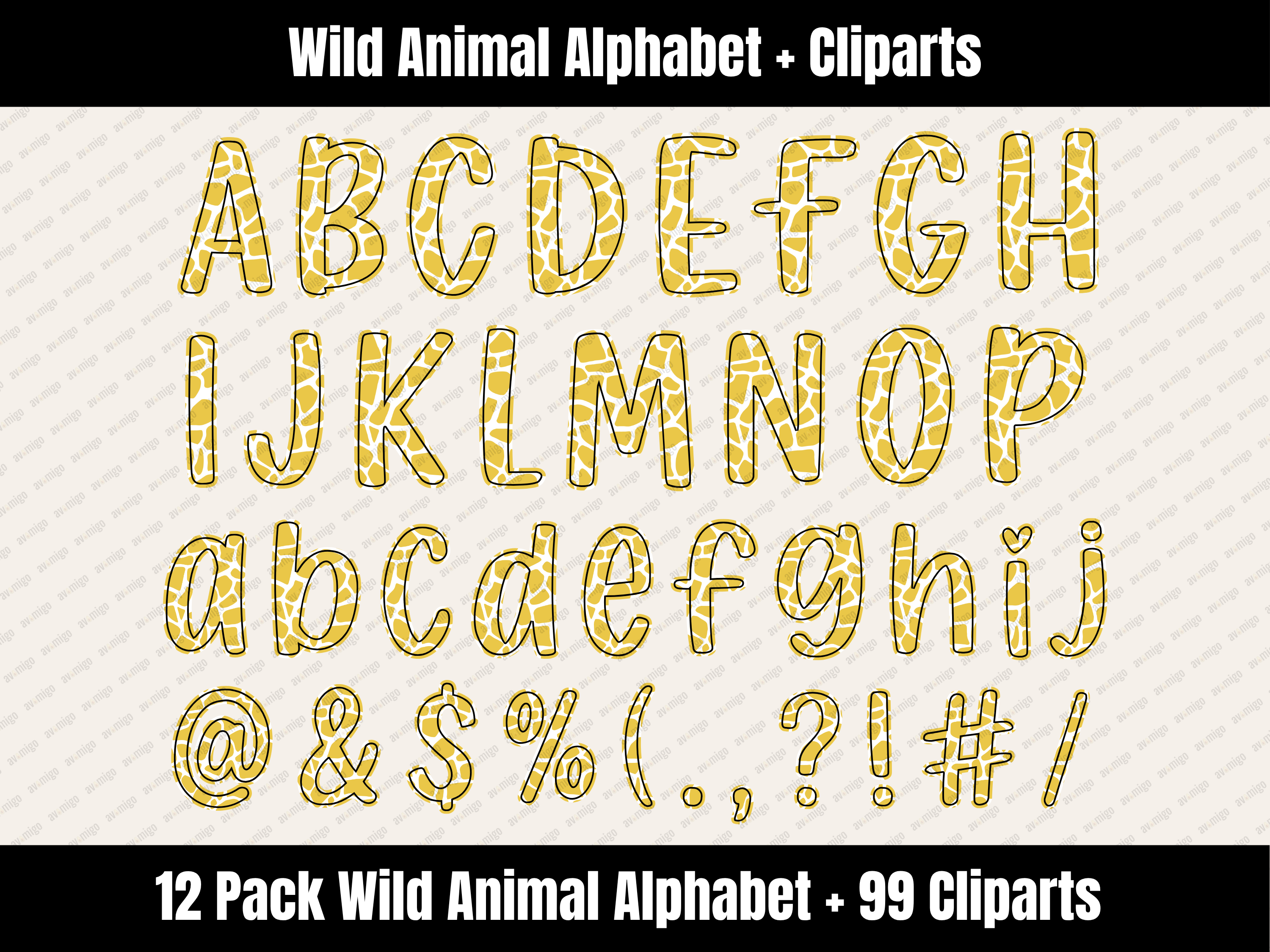 Wild Animal Alphabet Bundle + Cliparts